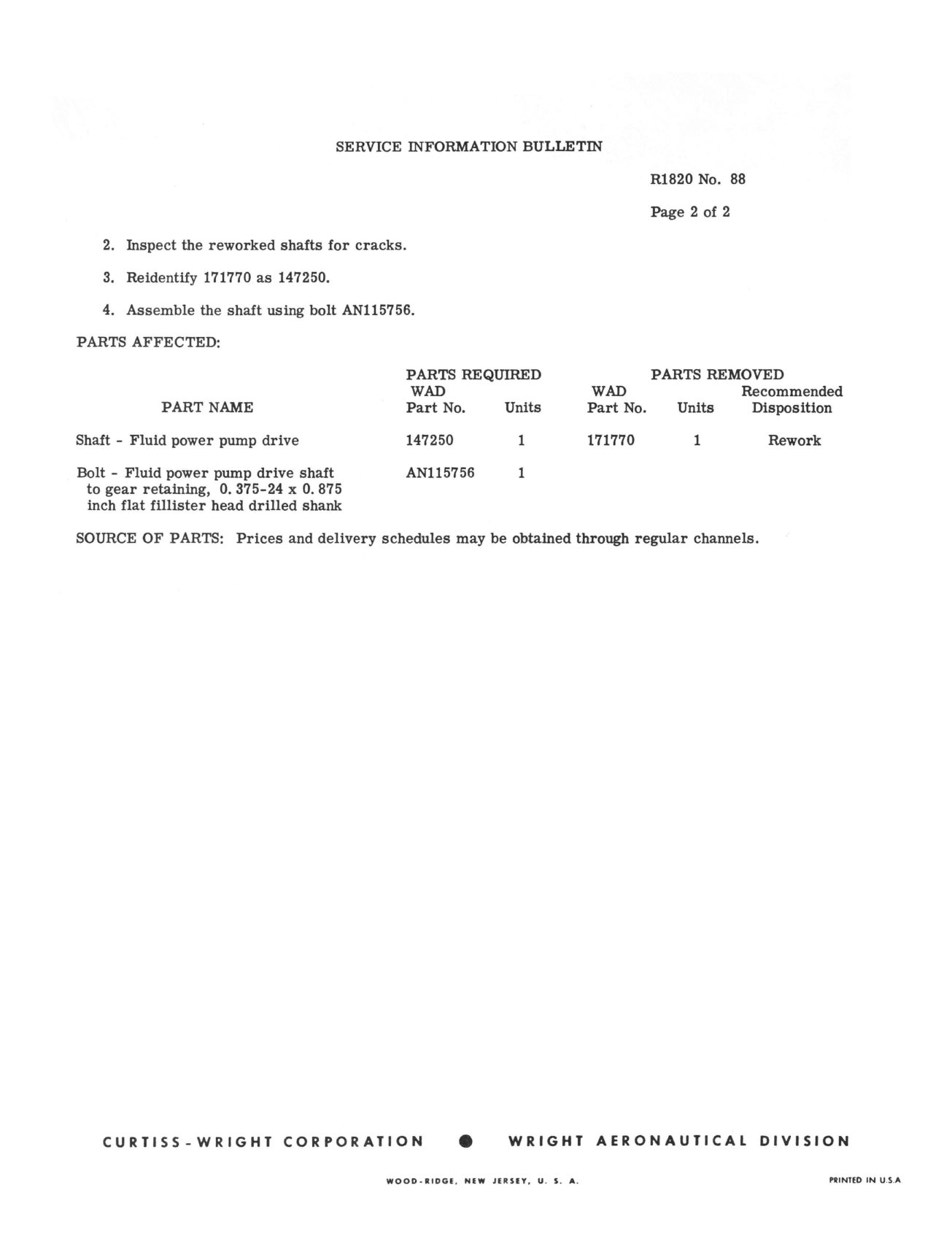 Sample page 2 from AirCorps Library document: Rework of Fluid Power Pump Drive Shaft with Attaching Bolt