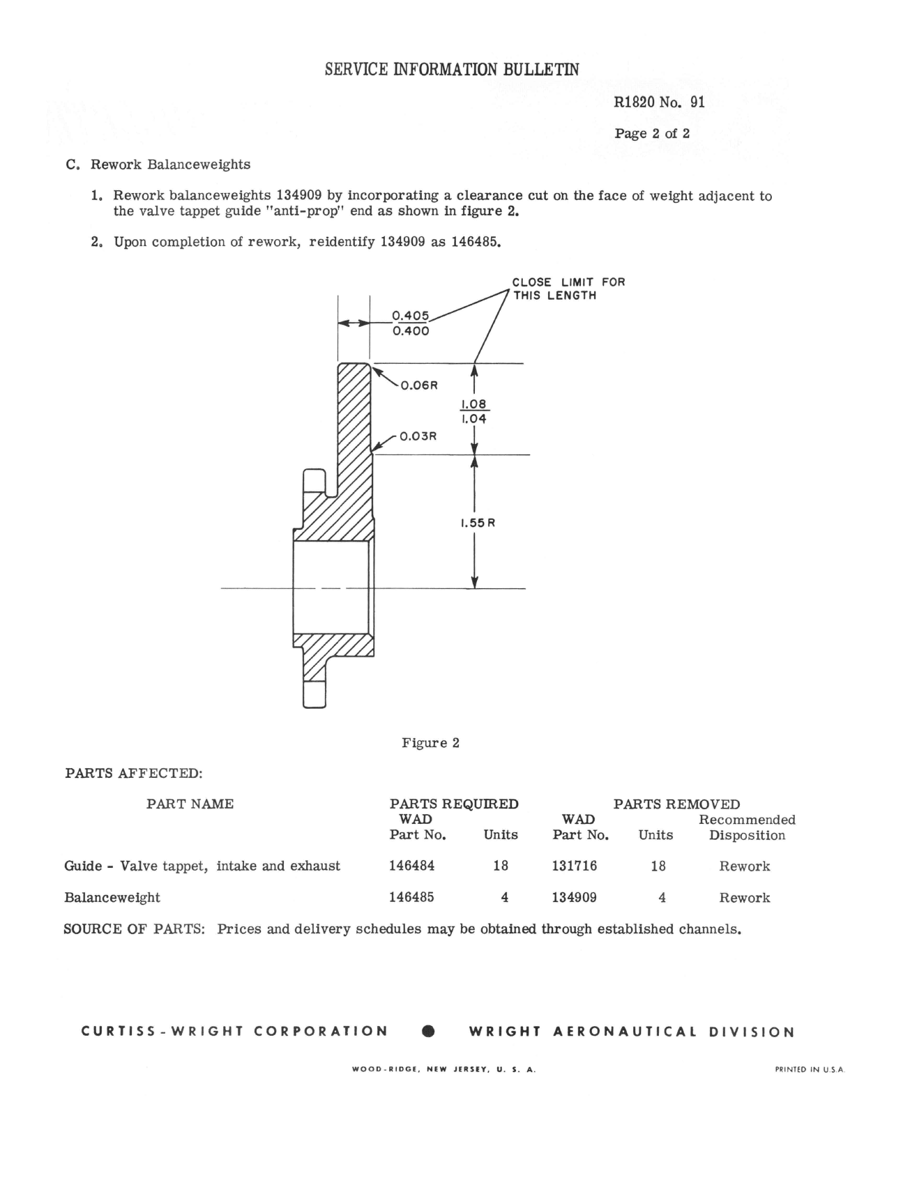 Sample page 2 from AirCorps Library document: Rework to Ensure Clearance of Valve Tapped Guide & 2nd Order Balanceweight