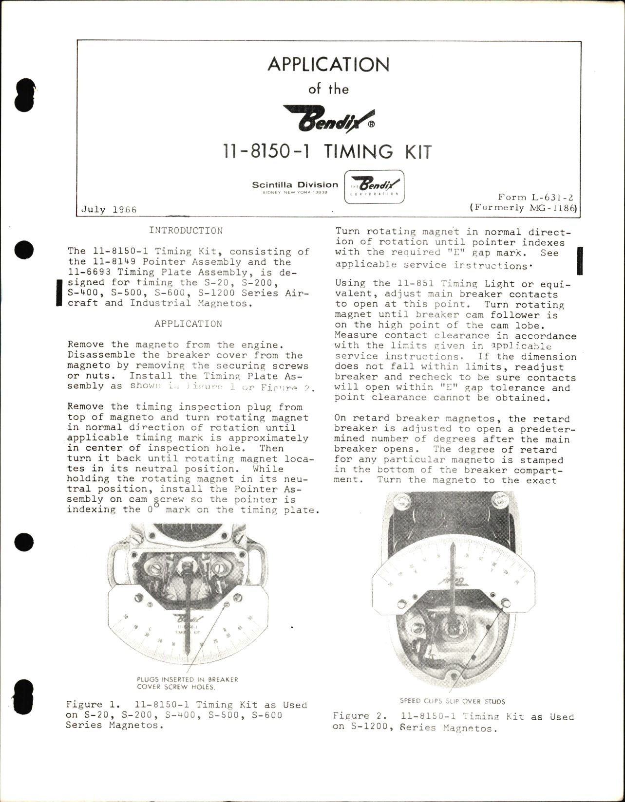 Sample page 1 from AirCorps Library document: Application of the Bendix 11-8150-1 Timing Kit