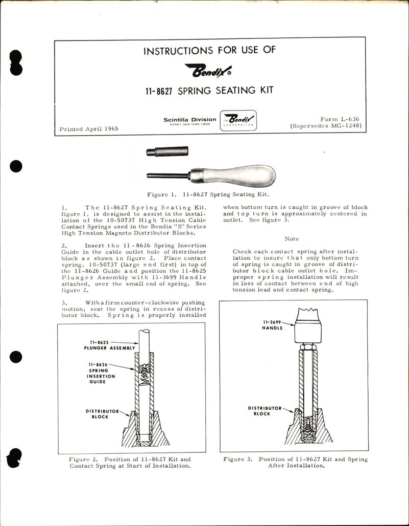 Instructions for use of Bendix 11-8627 Spring Seating Kit - AirCorps ...