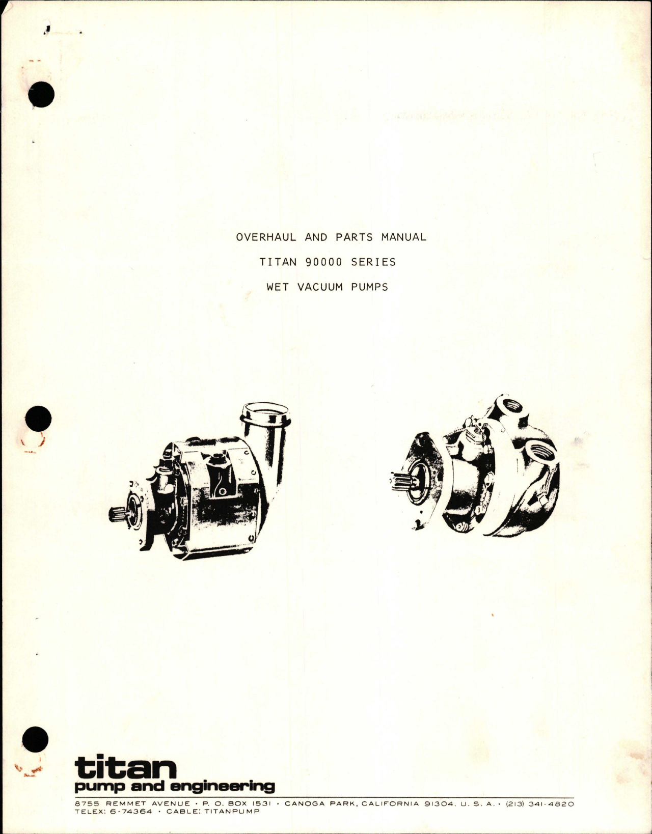 Sample page 1 from AirCorps Library document: Overhaul and Parts Manual for Wet Vacuum Pumps - 90000 Series