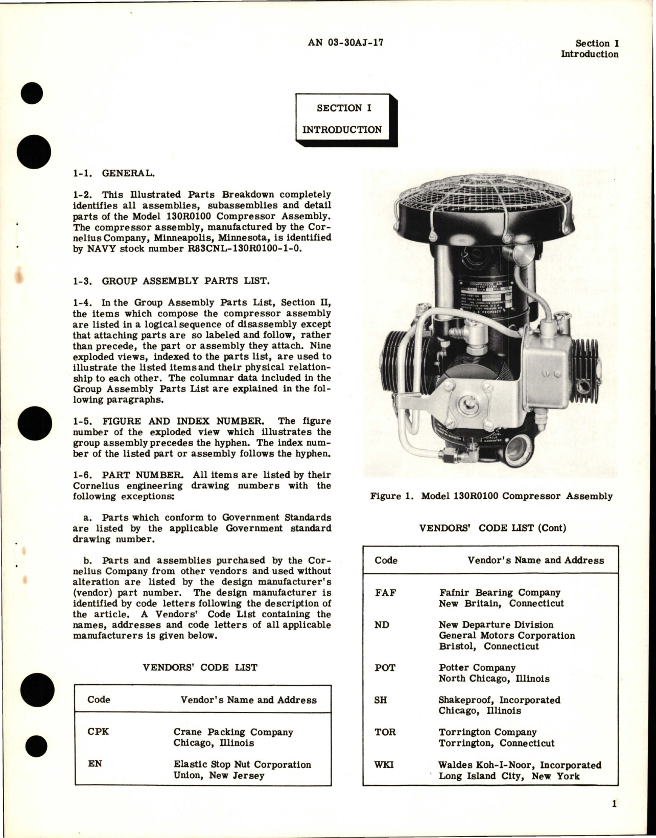 Sample page 5 from AirCorps Library document: Illustrated Parts Breakdown for Compressor - Model 130R0100-1-0