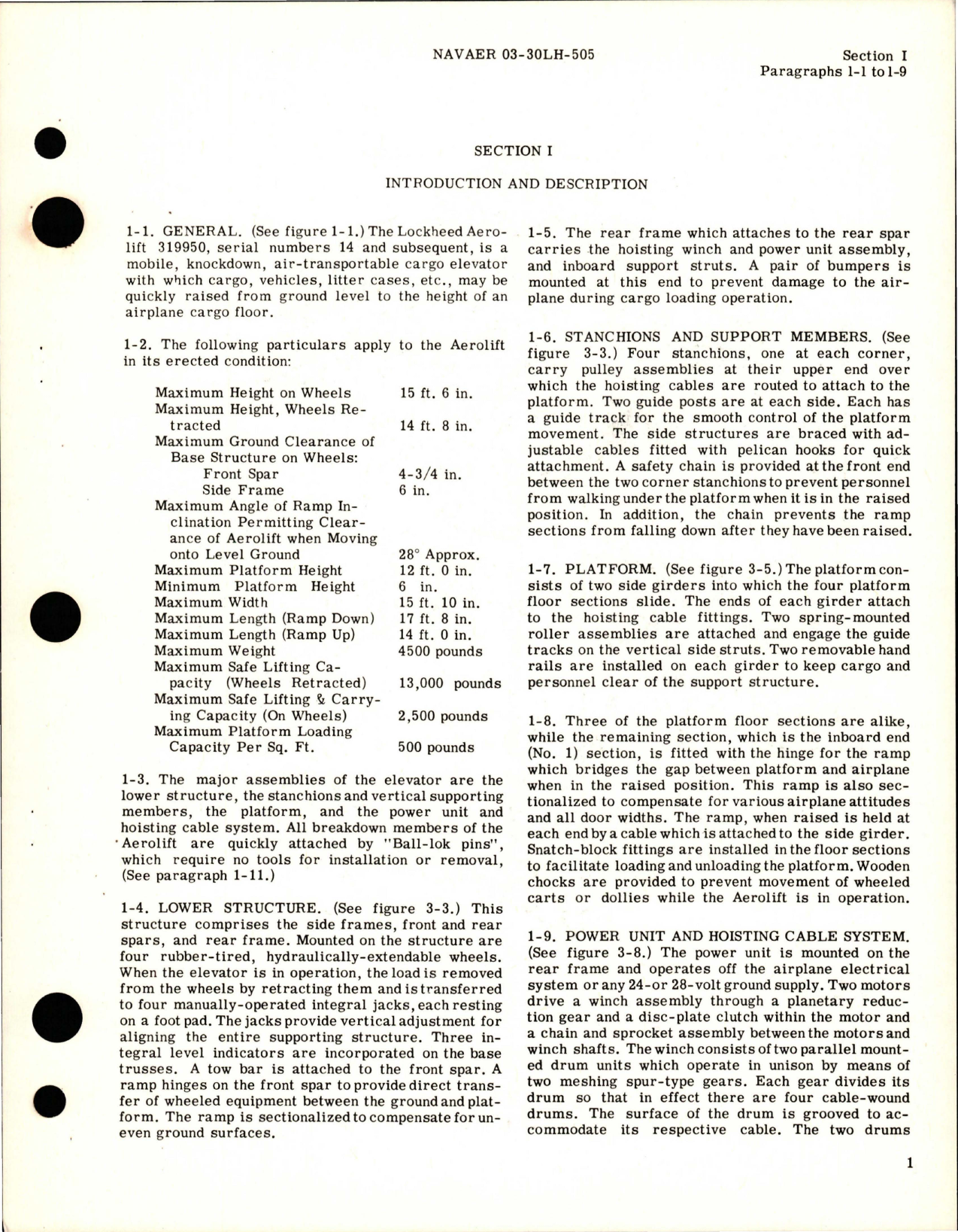 Sample page 5 from AirCorps Library document: Operation and Service Instructions for Aerolift Cargo Elevator - 319950 