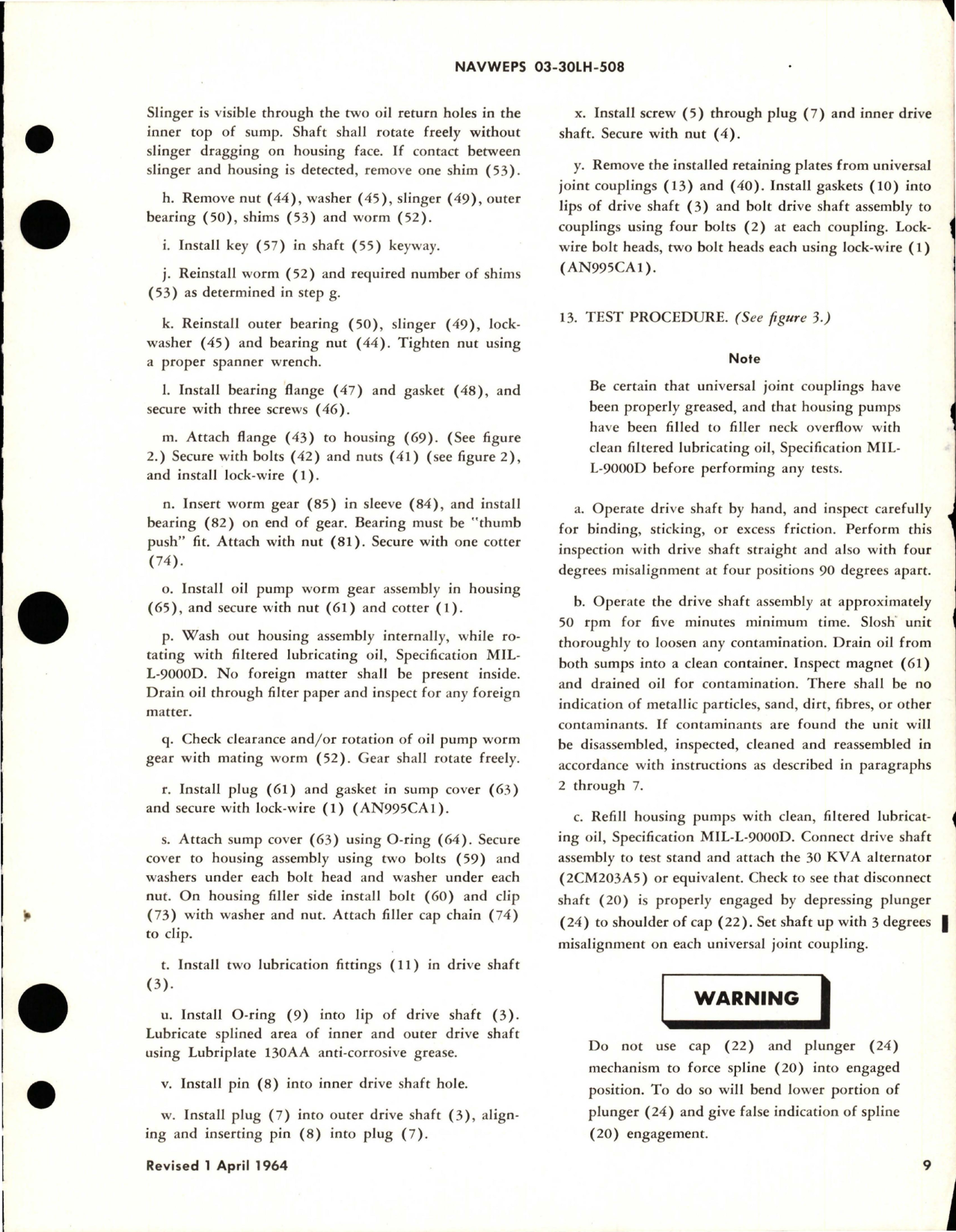 Sample page 5 from AirCorps Library document: Overhaul Instructions with Parts Breakdown for 30 KVA Alternator - Drive Shaft & Disconnect Assembly - Part 438351