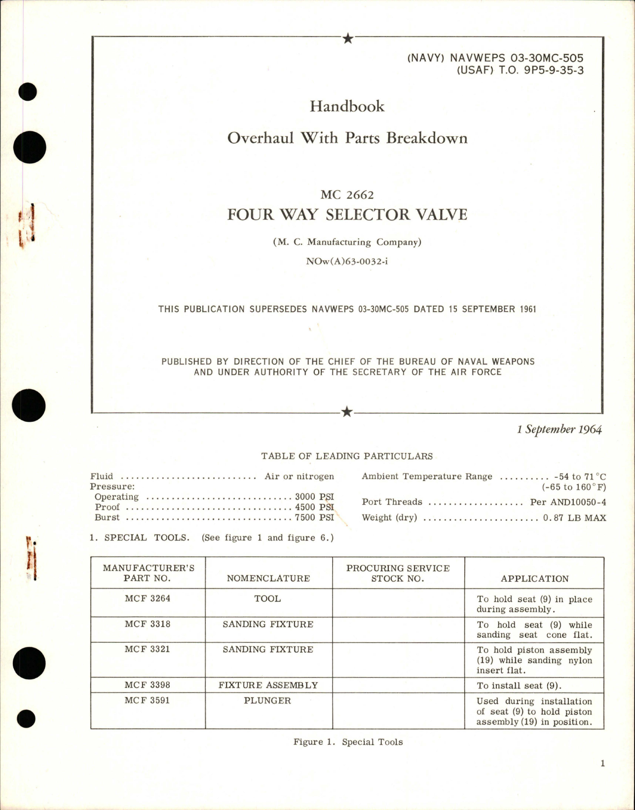 Sample page 1 from AirCorps Library document: Overhaul with Parts Breakdown for Four Way Selector Valve - MC 2662 