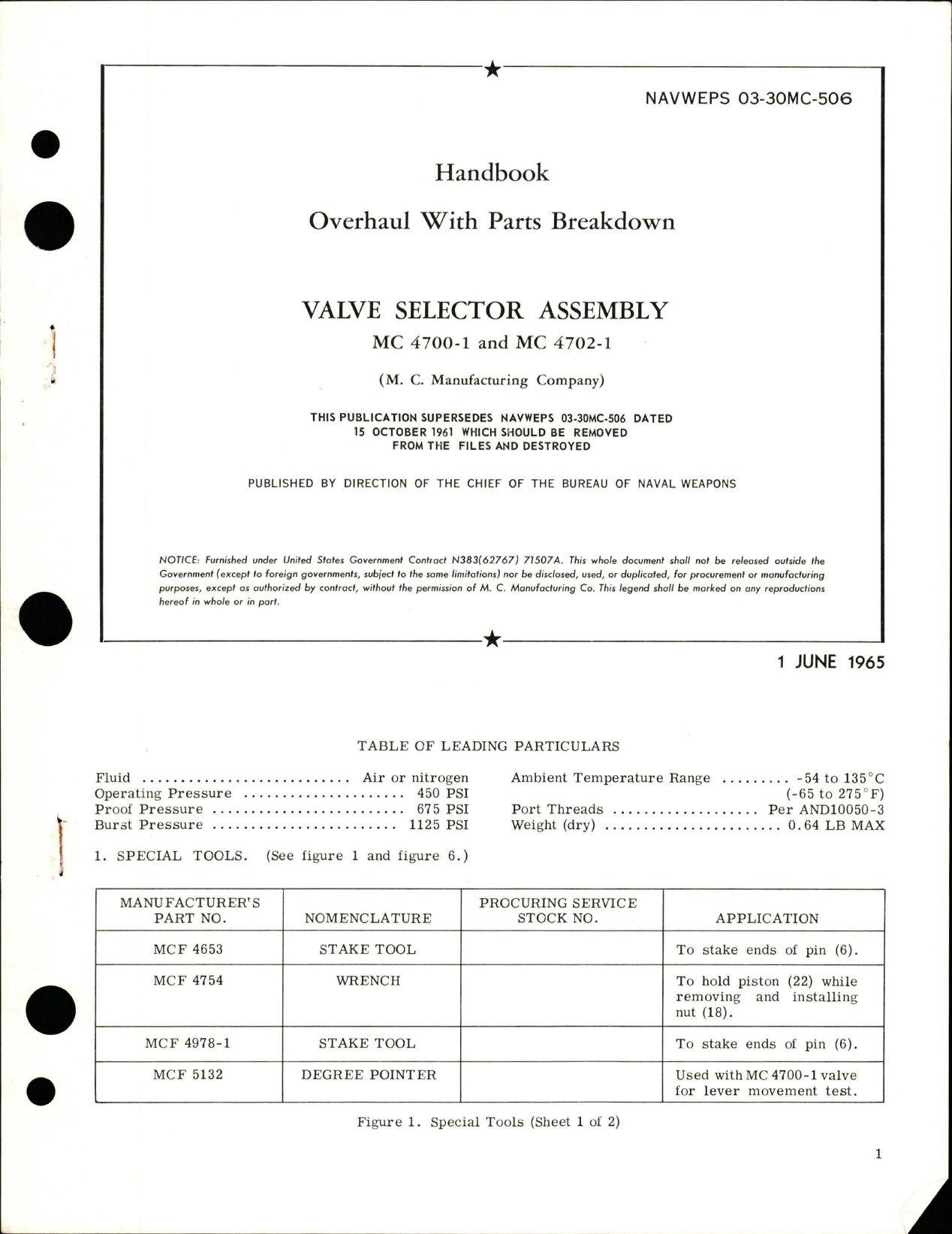 Sample page 1 from AirCorps Library document: Overhaul with Parts Breakdown for Valve Selector Assembly - MC 4700-1 and MC 4702-1 