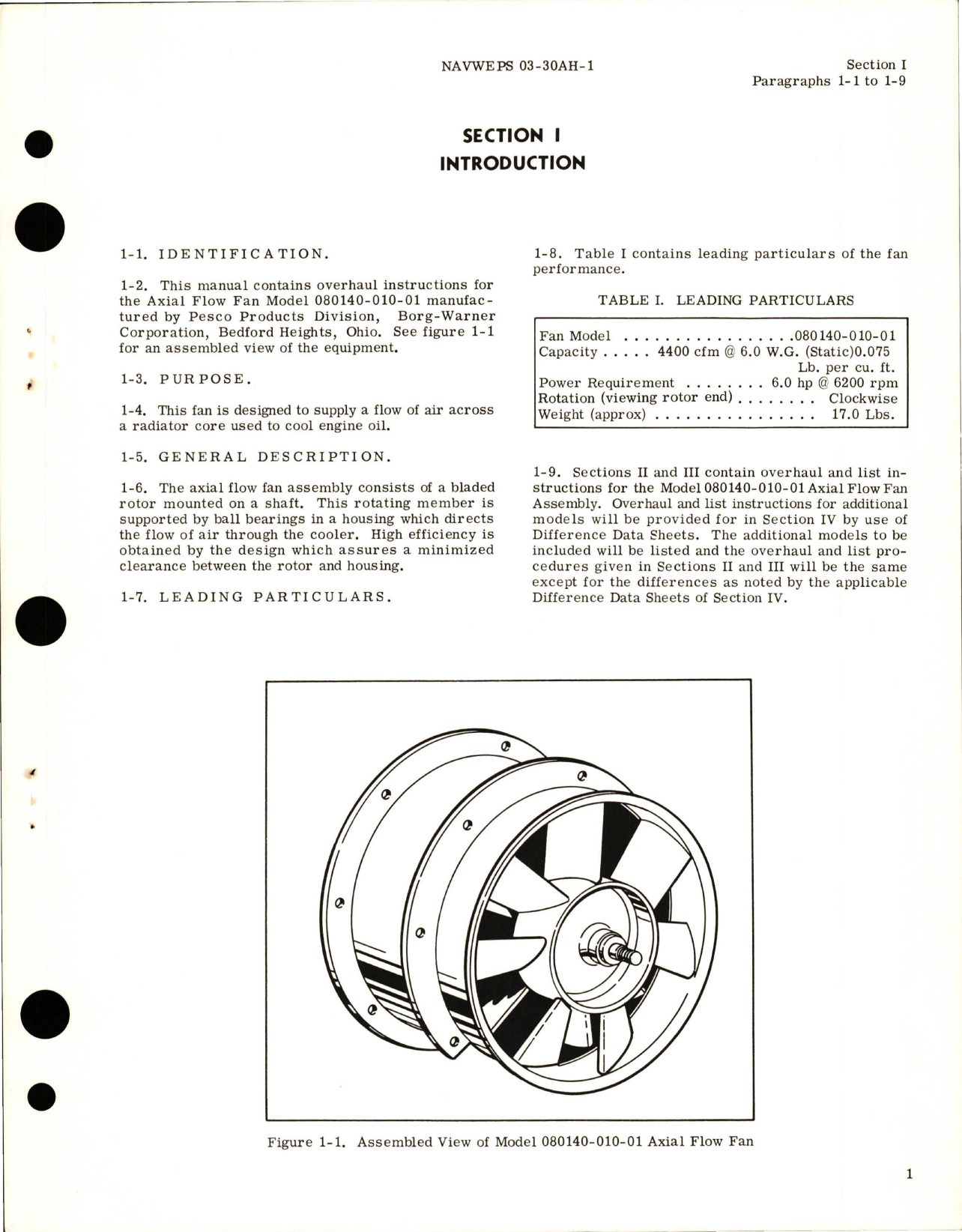 Sample page 5 from AirCorps Library document: Overhaul Instructions for Axial Flow Fan Assembly - Model 080140-010-01