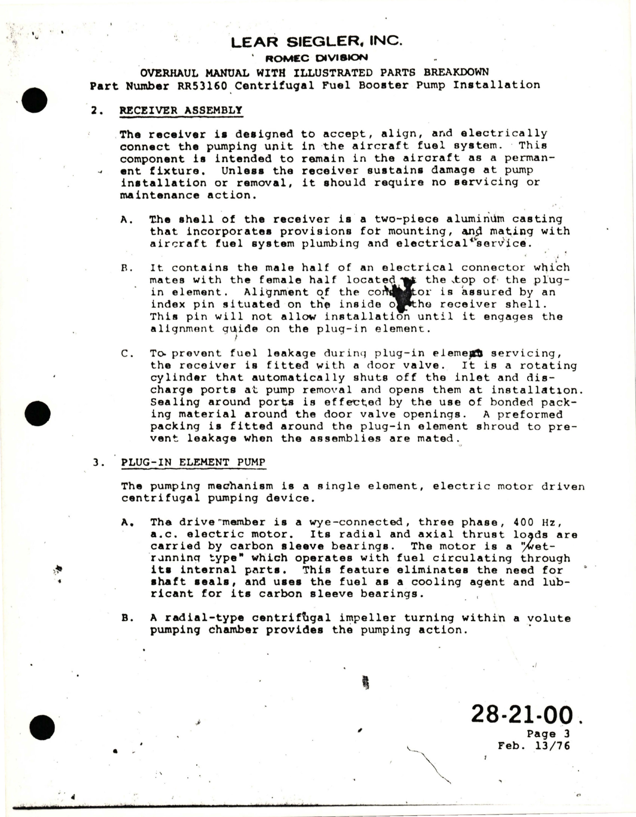 Sample page 8 from AirCorps Library document: Maintenance Manual for Centrifugal Fuel Booster Pump Installation - Series RR53160 
