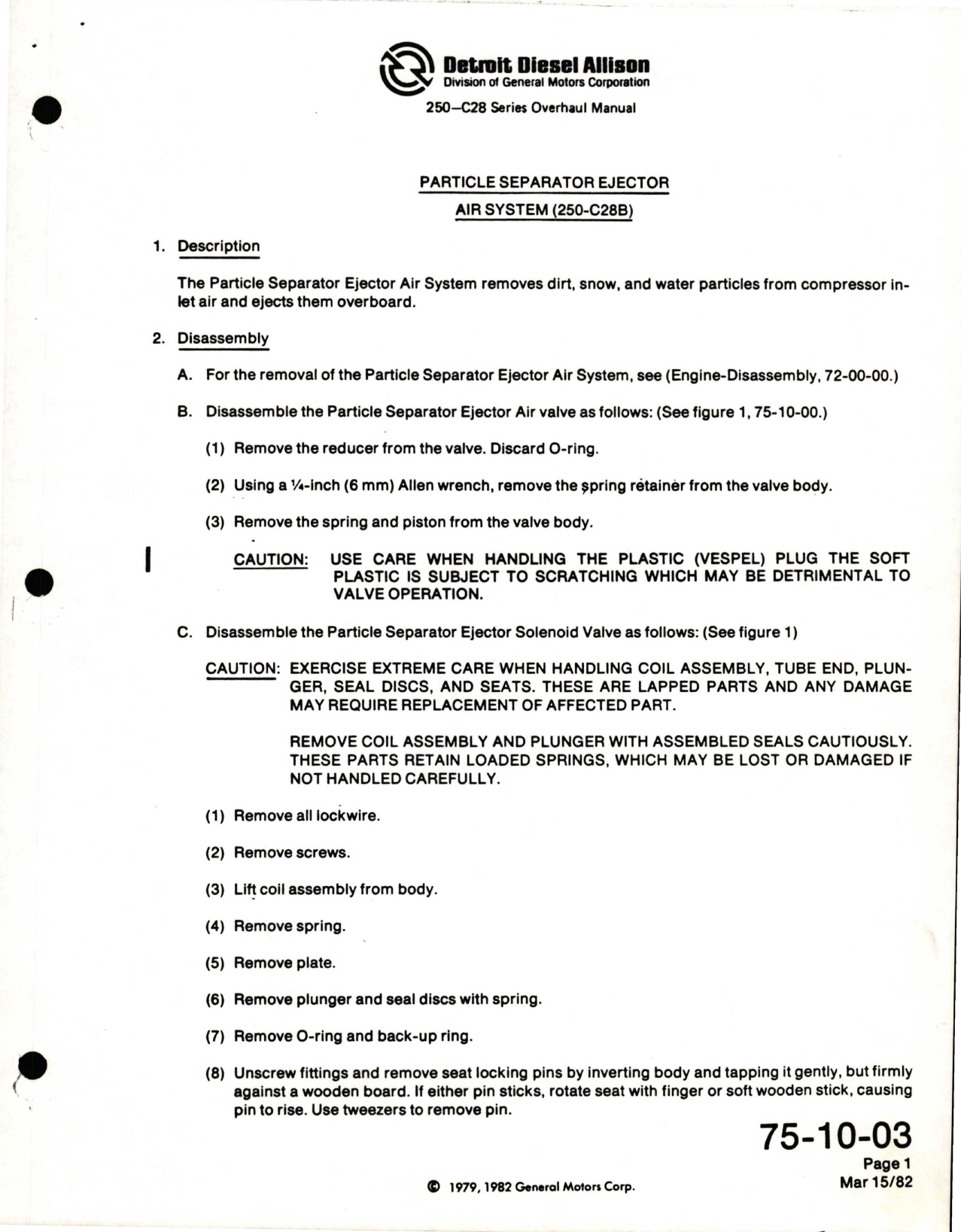 Sample page 1 from AirCorps Library document: Overhaul Manual for Particle Separator Ejector Air System - 250-C28 Series 