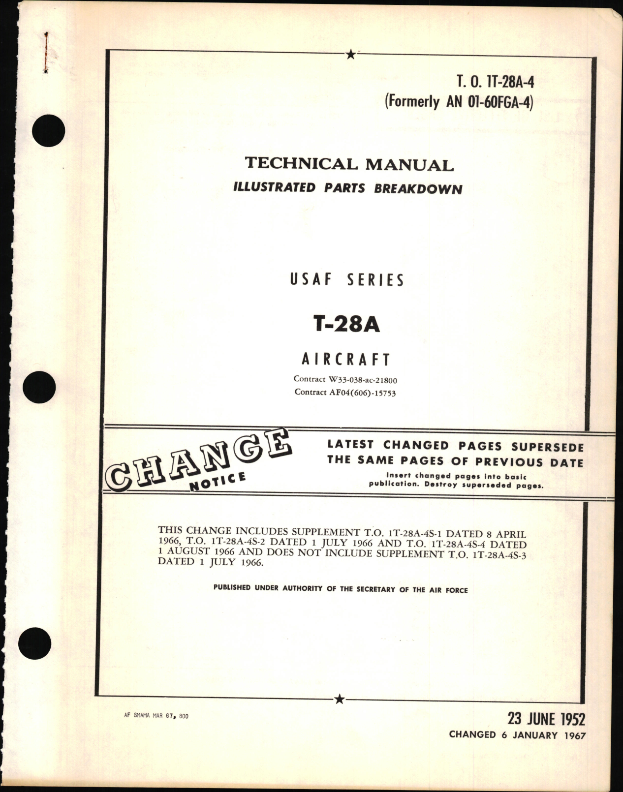 Sample page 1 from AirCorps Library document: Illustrated Parts Breakdown for T-28A Aircraft