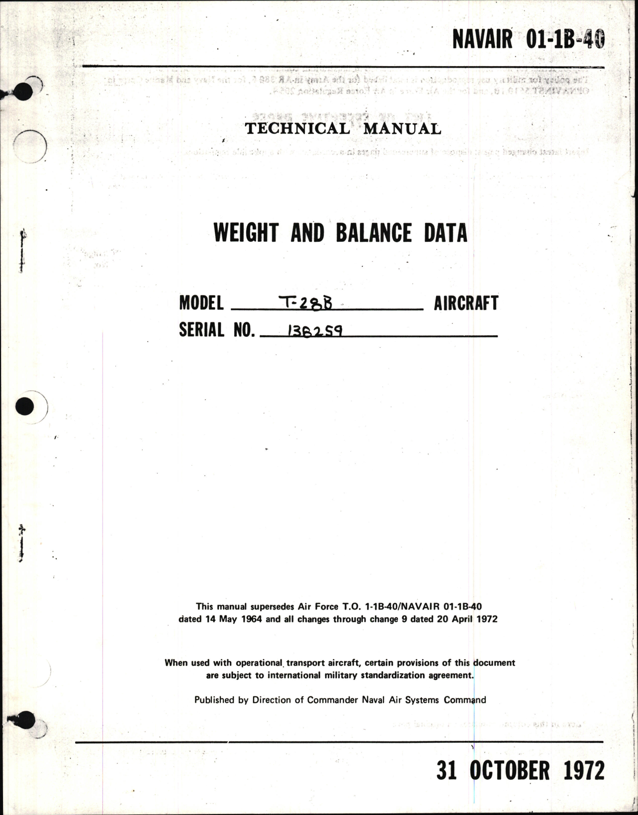 Sample page 1 from AirCorps Library document: Weight and Balance for T-28B Aircraft