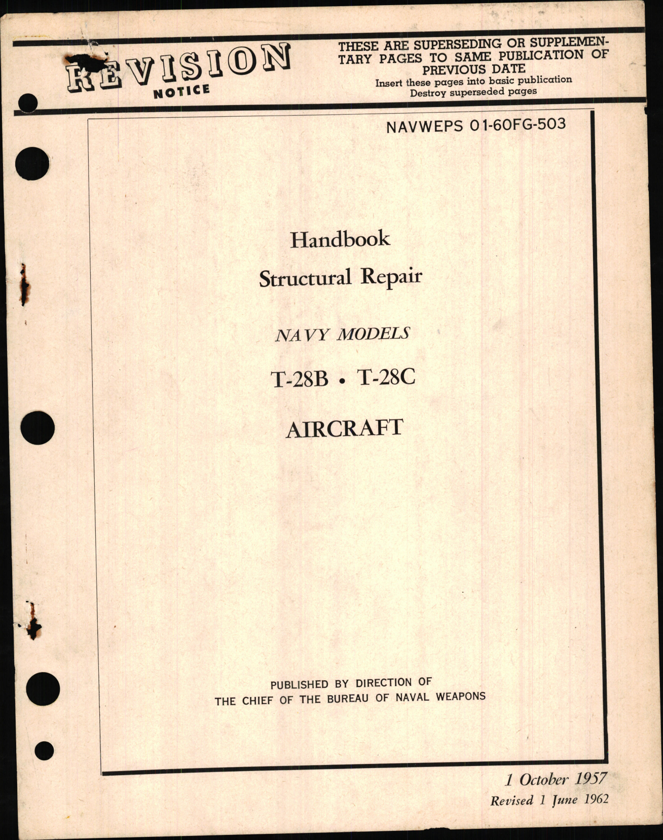Sample page 1 from AirCorps Library document: Handbook of Structural Repair for T-28B and T-28C Aircraft
