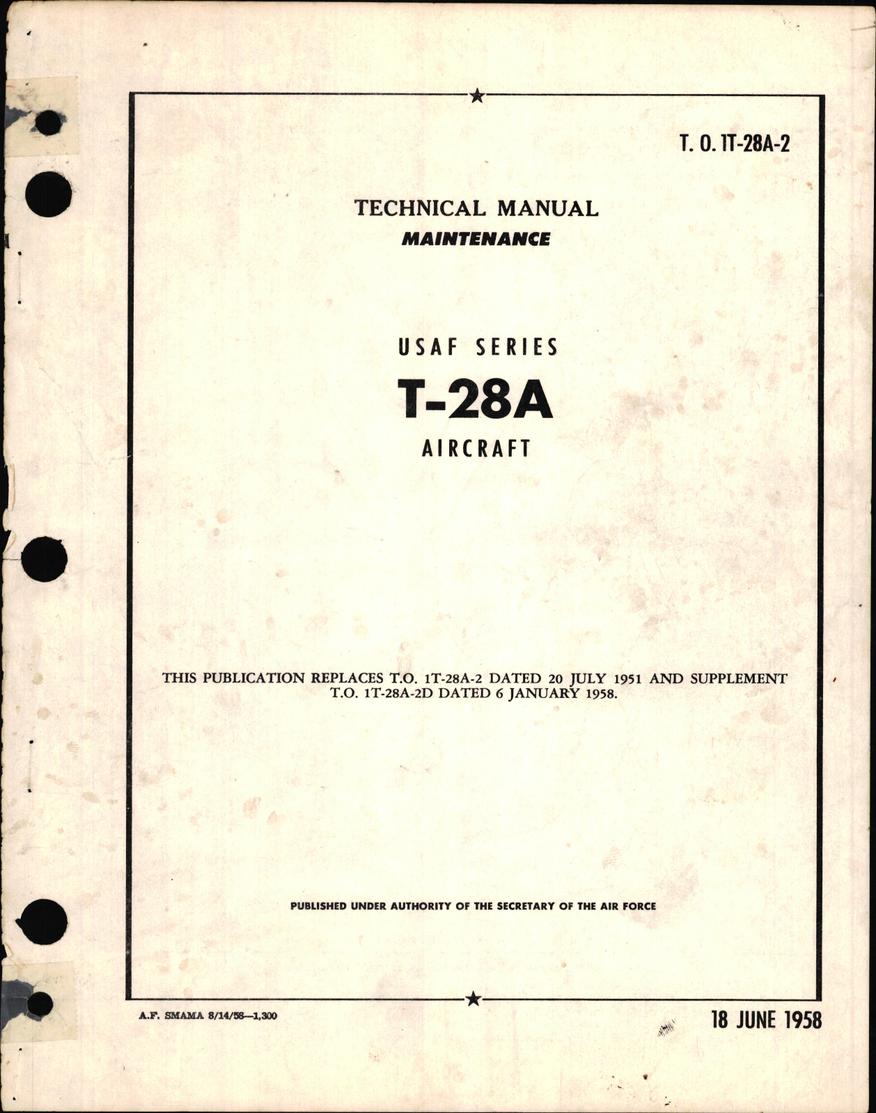 Sample page 1 from AirCorps Library document: Maintenance for T-28A Aircraft