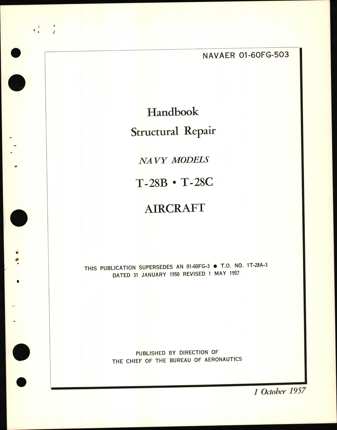 Sample page 1 from AirCorps Library document: Handbook of Structural Repair for T-28B and T-28C Aircraft