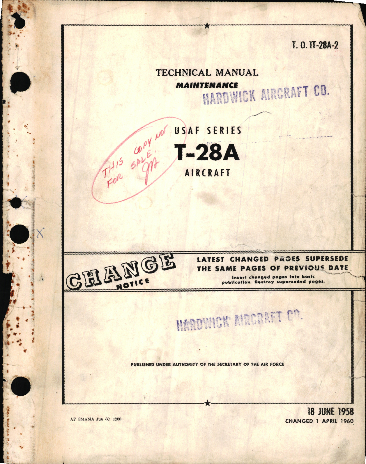Sample page 1 from AirCorps Library document: Maintenance for USAF Series T-28A Aircraft