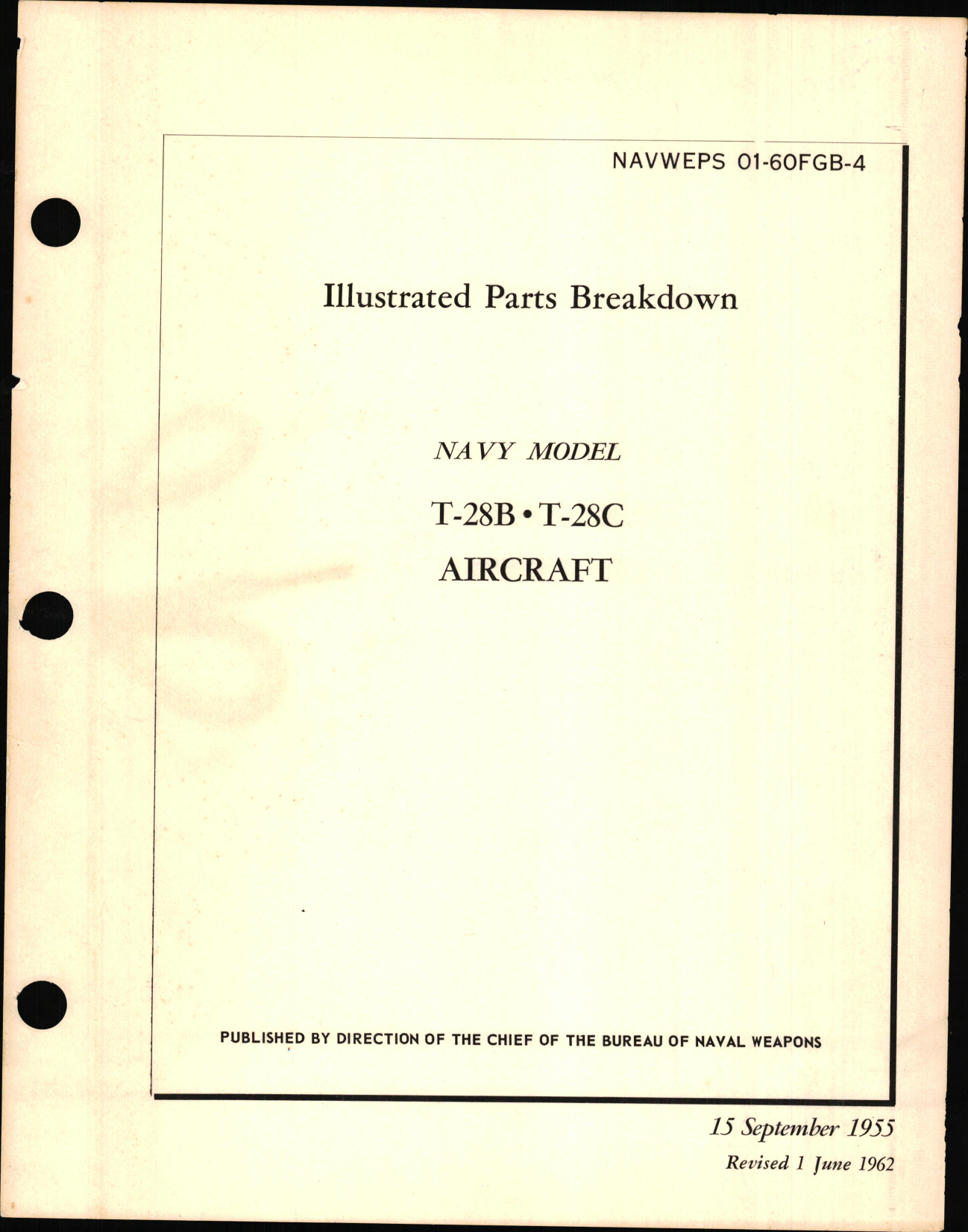 Sample page 1 from AirCorps Library document: Illustrated Parts Breakdown for T-28B and T-28C Aircraft