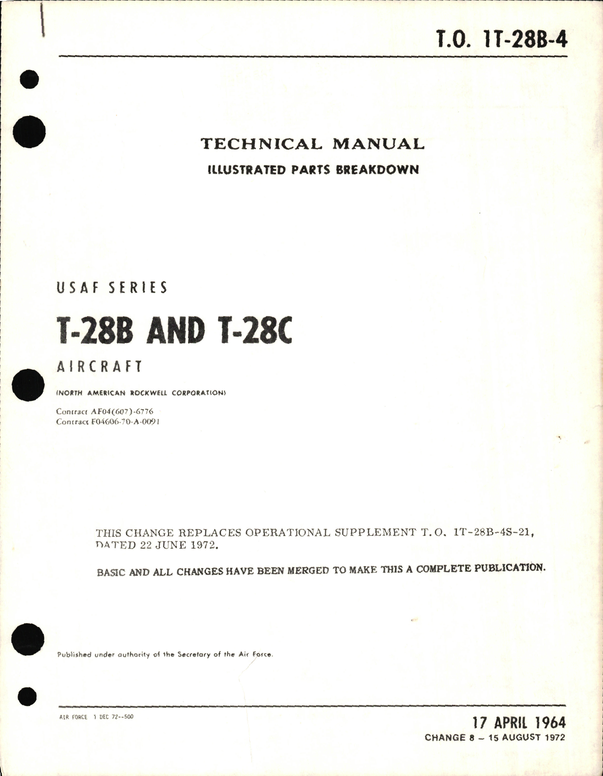 Sample page 1 from AirCorps Library document: Illustrated Parts Breakdown for T-28B and T-28C Aircraft