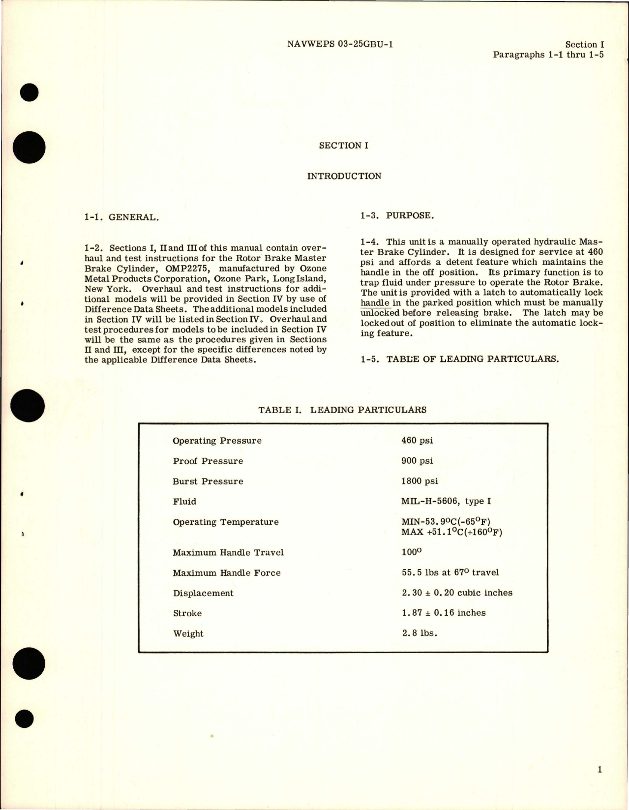 Sample page 5 from AirCorps Library document: Overhaul Instructions for Rotor Brake Master Brake Cylinder - Part OMP2275