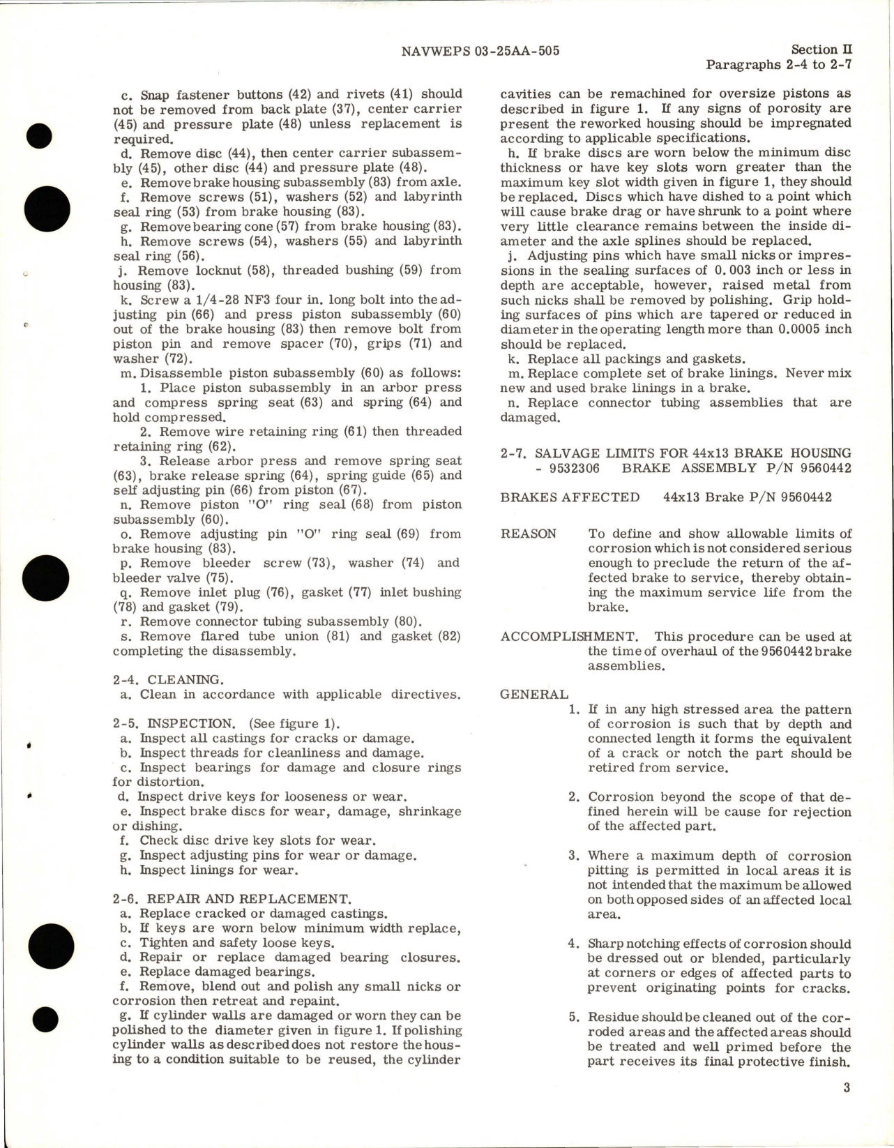 Sample page 5 from AirCorps Library document: Overhaul Instructions with Parts Breakdown for Internal Brake and Landing Gear Brake Assembly 9560442 and Wheel Assembly 9540978 
