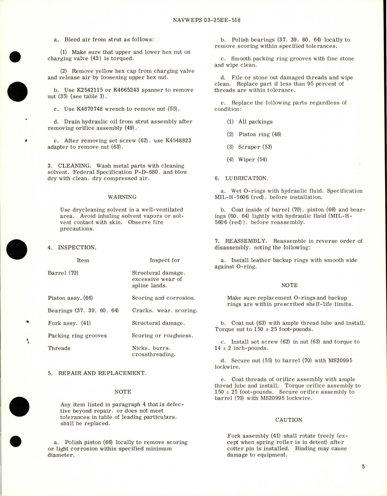 Sample page 5 from AirCorps Library document: Overhaul Instructions with Parts Breakdown for 18-Inch Stroke Nose Landing Gear Strut Assembly