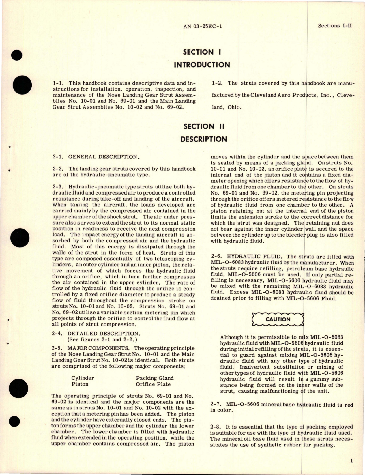 Sample page 5 from AirCorps Library document: Operation and Service Instructions for Nose Landing Gear and Main Landing Gear Strut Assembly