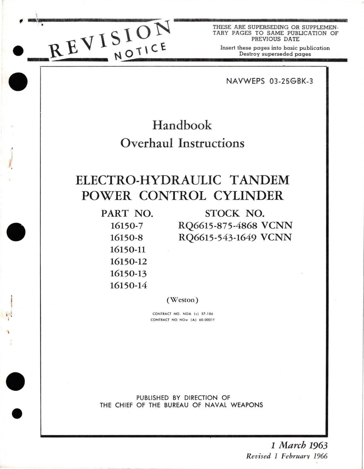 Sample page 1 from AirCorps Library document: Overhaul Instructions for Electro-Hydraulic Tandem Power Control Cylinder - Parts 16150-7, 16150-8, 16150-11, 16150-12, 16150-13, and 16150-14