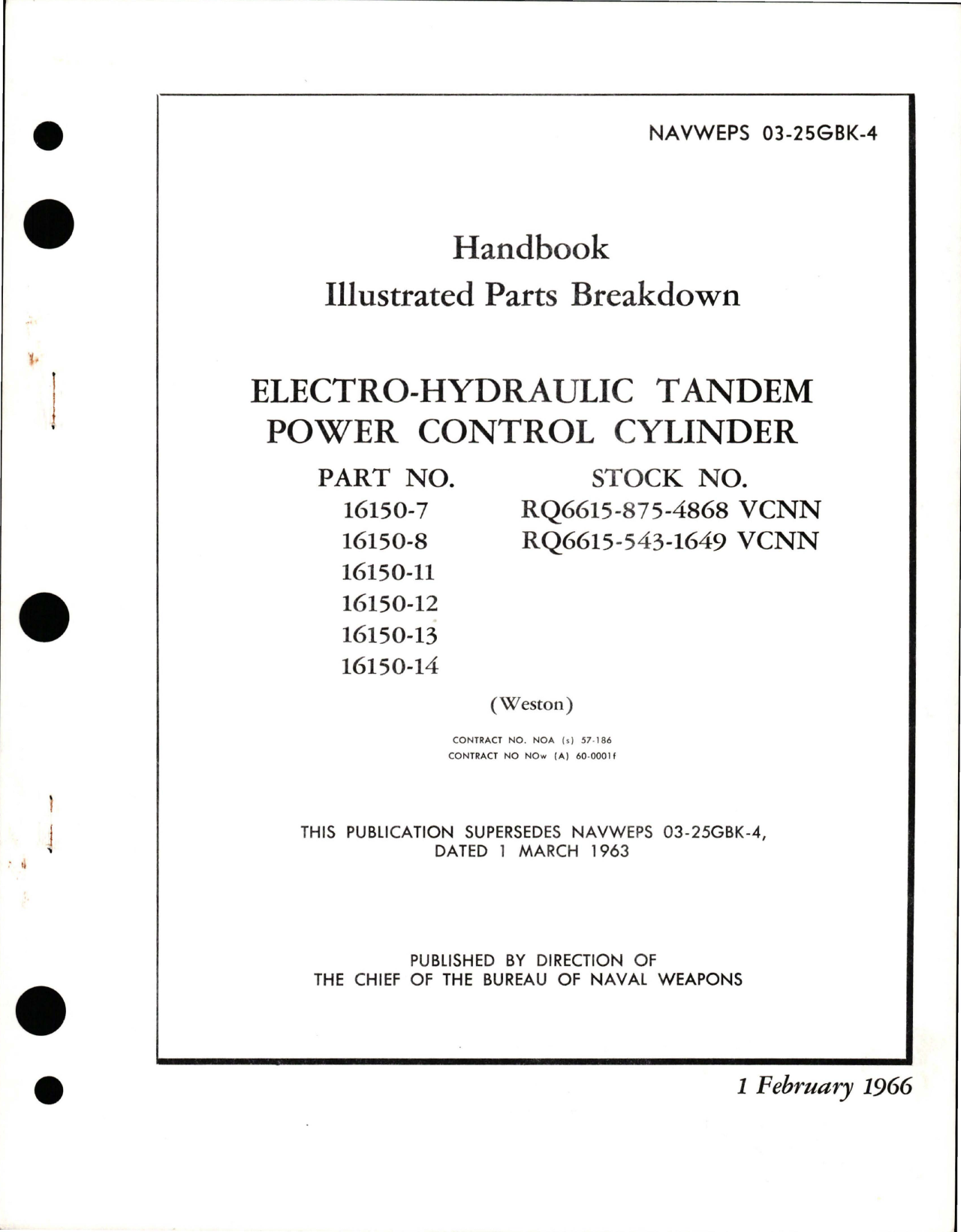 Sample page 1 from AirCorps Library document: Illustrated Parts Breakdown for Electro-Hydraulic Tandem Power Control Cylinder - Parts 16150-7, 16150-8, 16150-11, 16150-12, 16150-13, and 16150-14