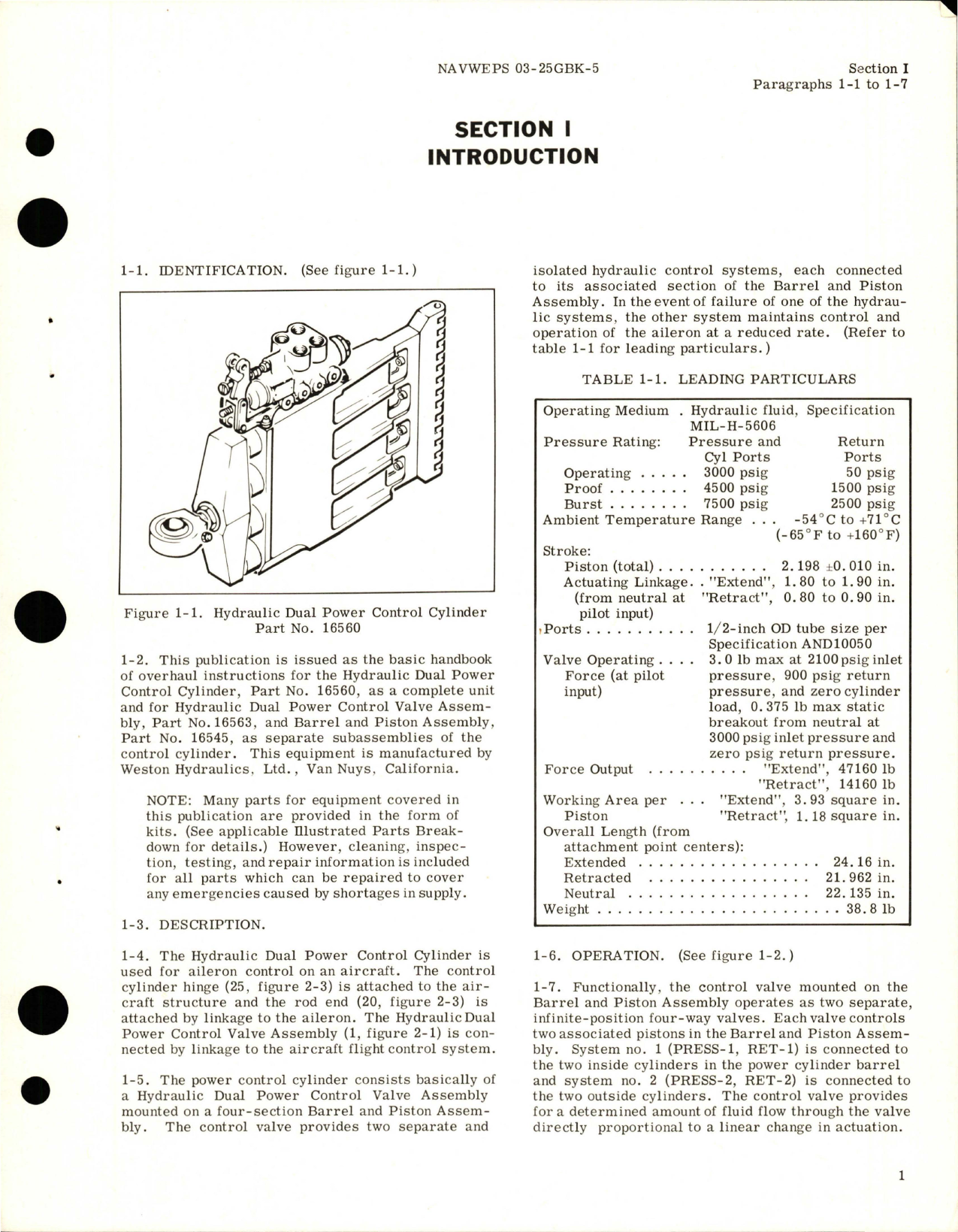 Sample page 5 from AirCorps Library document: Overhaul Instructions for Hydraulic Dual Power Control Cylinder - Parts 16560, 16560-1, 16545, 16563, and 16563-1