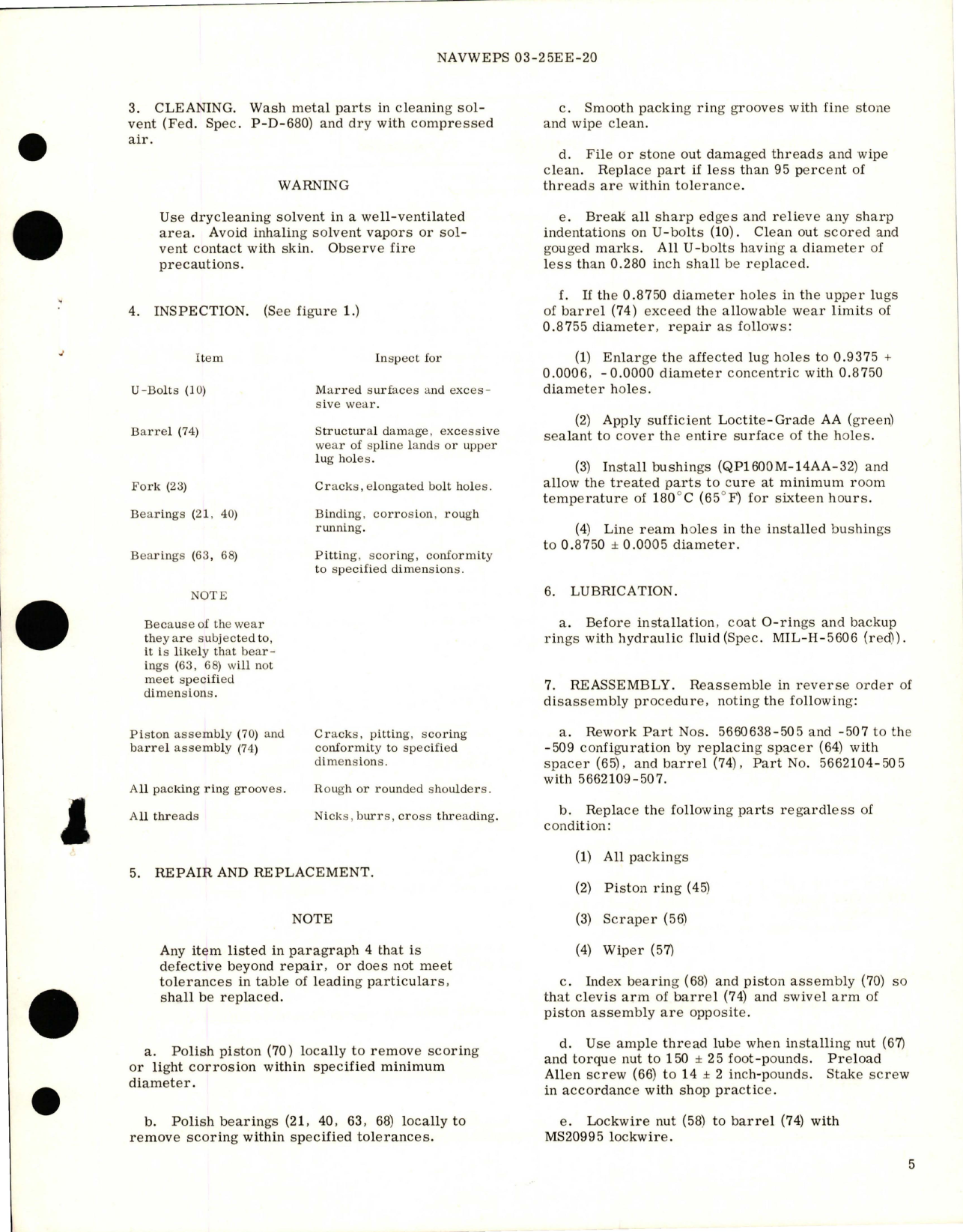 Sample page 5 from AirCorps Library document: Overhaul Instructions with Parts Breakdown for 18-Inch Stroke Nose Landing Gear Strut Assembly - Part 5660638-505, 5660638-507, and 5660638-509