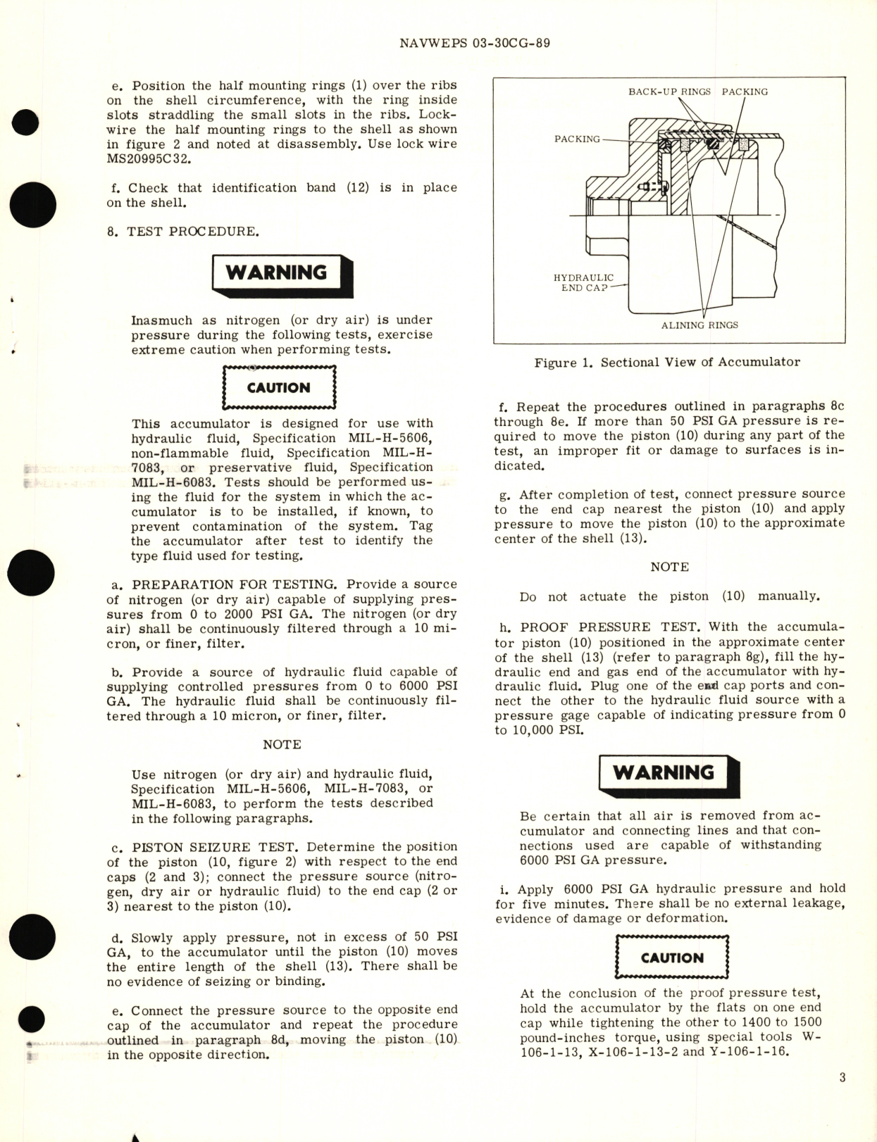 Sample page 3 from AirCorps Library document: Overhaul Instructions with Parts Breakdown for Accumulator, Cylindrical Part No. 1356-583324 