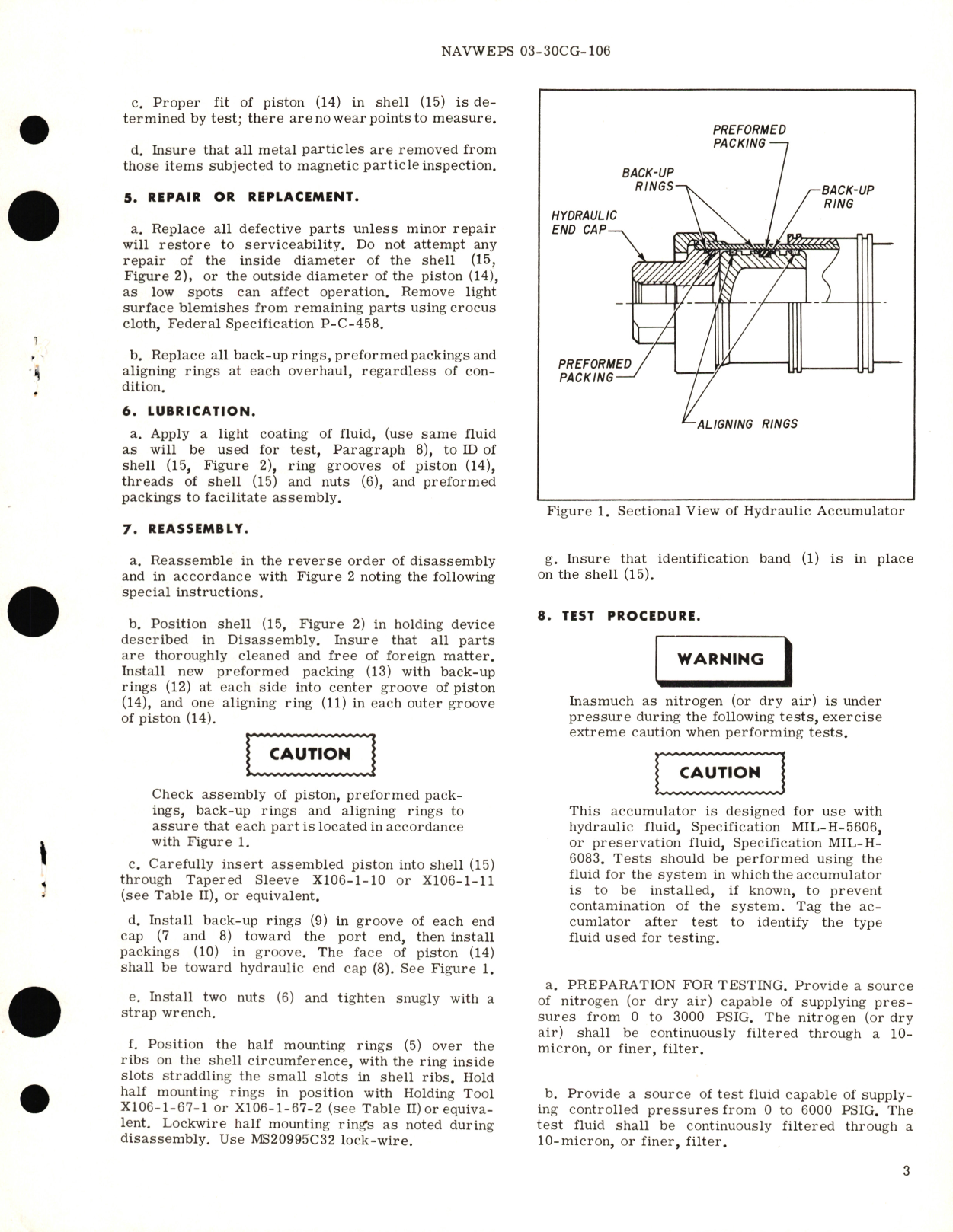 Sample page 3 from AirCorps Library document: Overhaul Instructions with Parts Breakdown for Hydraulic Accumulator Part No. 1356 