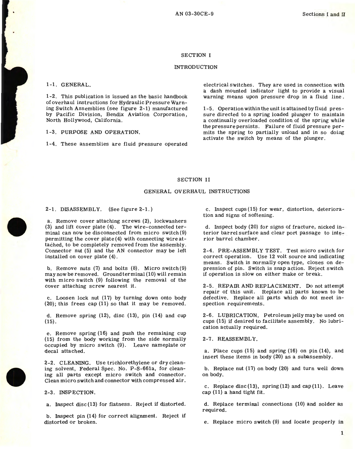 Sample page 5 from AirCorps Library document: Overhaul Instructions for Hydraulic Pressure Warning Switch Assembly No. 402291, 404456, and 466320 