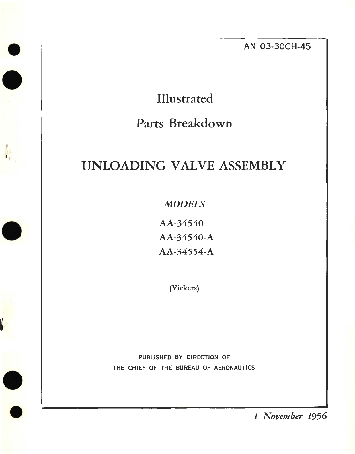 Sample page 1 from AirCorps Library document: Overhaul Instructions for Unloading Valve Assembly Models AA-34540, AA-34554