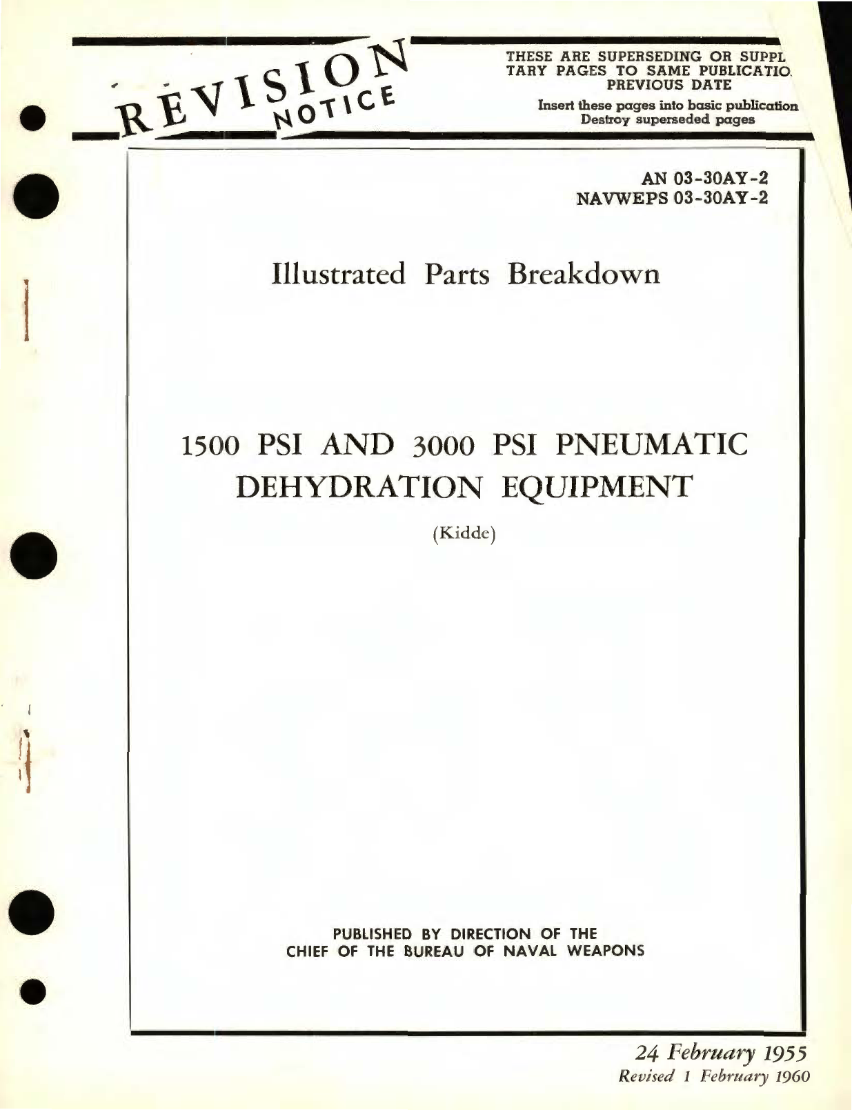 Sample page 1 from AirCorps Library document: Illustrated Parts Breakdown for 1500 PSI and 3000 PSI Pneumatic Dehydration Equipment 