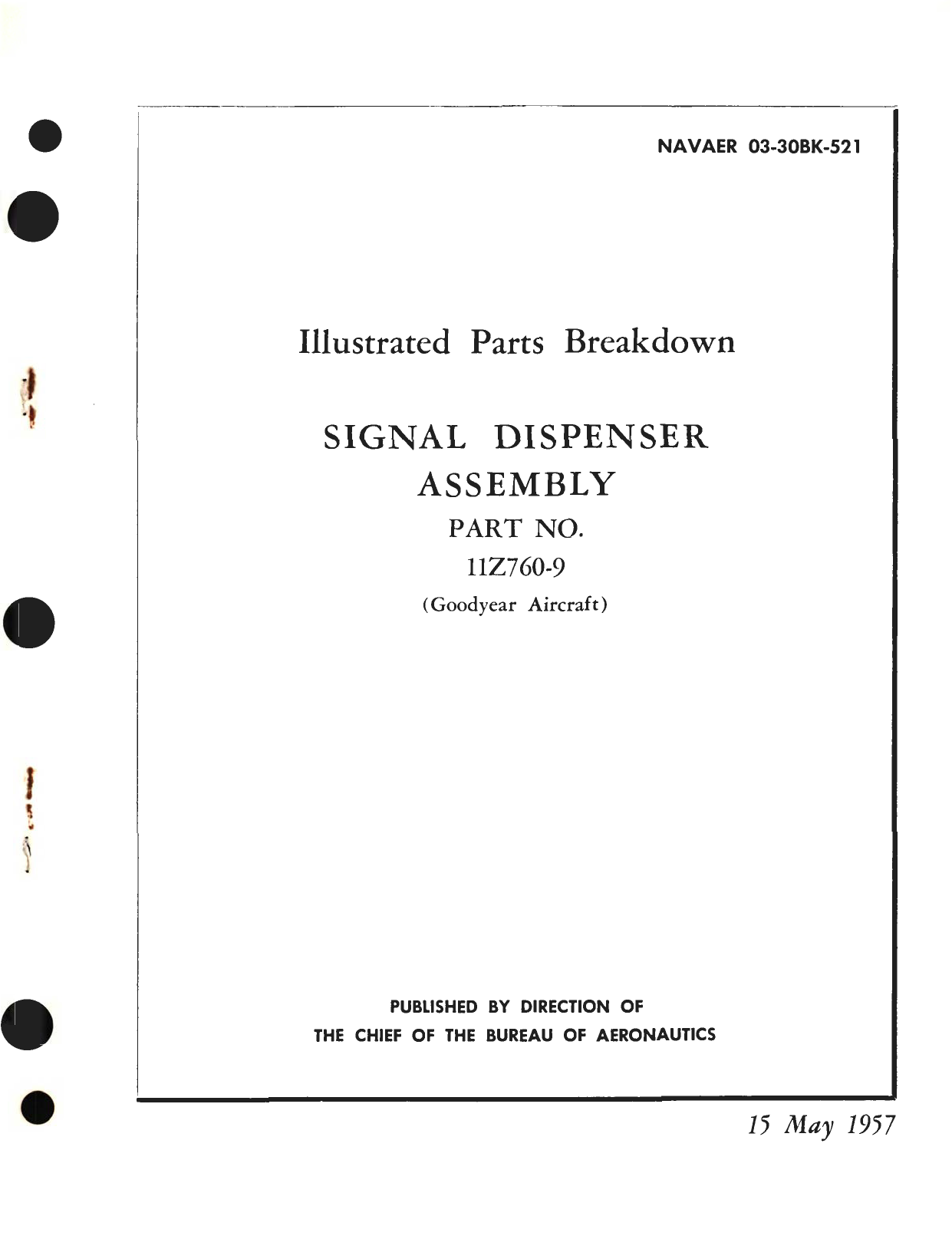 Sample page 1 from AirCorps Library document: Illustrated Parts Breakdown for Signal Dispenser Assembly Part No. 111Z760-9 