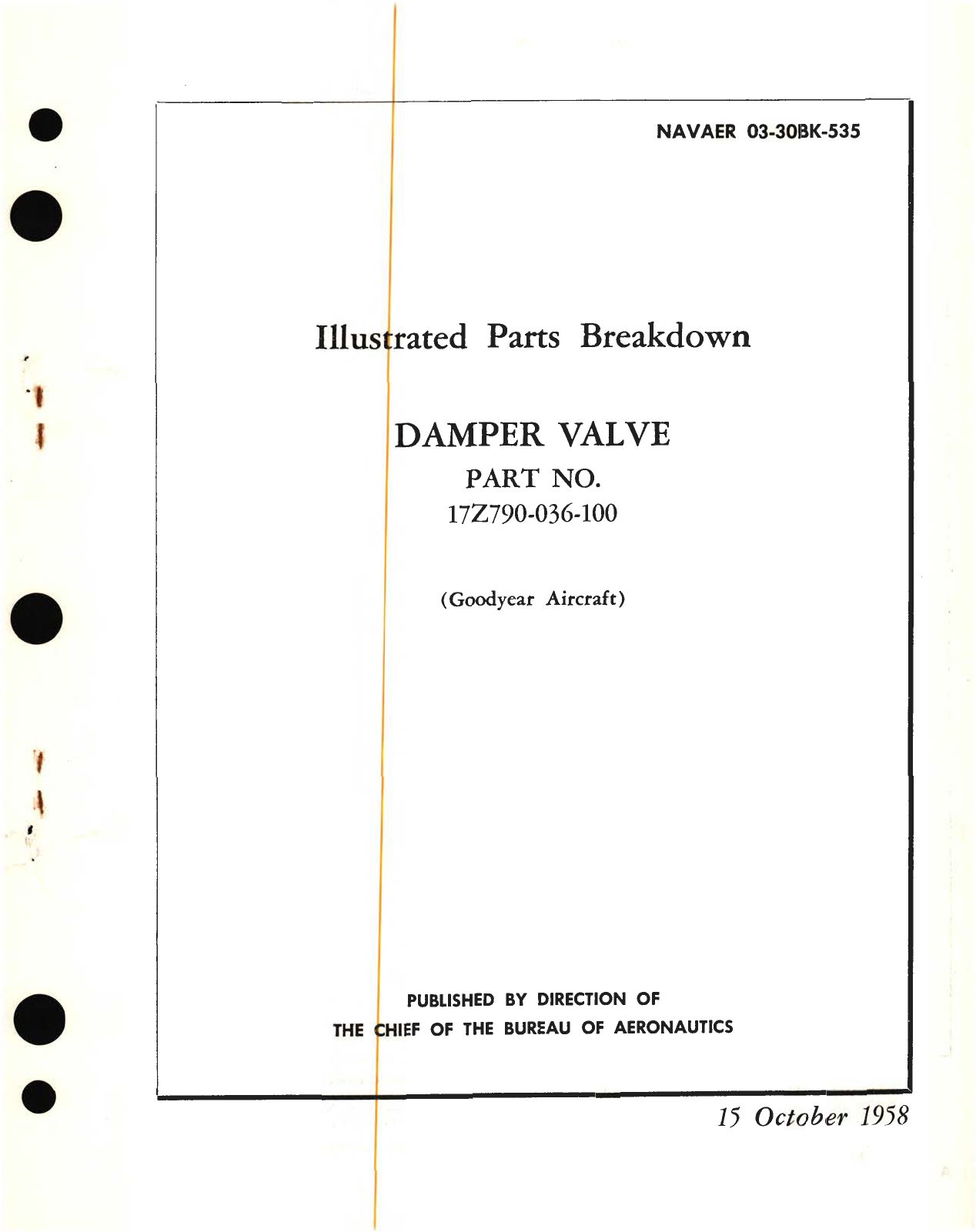 Sample page 1 from AirCorps Library document: Illustrated Parts Breakdown for Damper Valve Part No. 17Z790-036