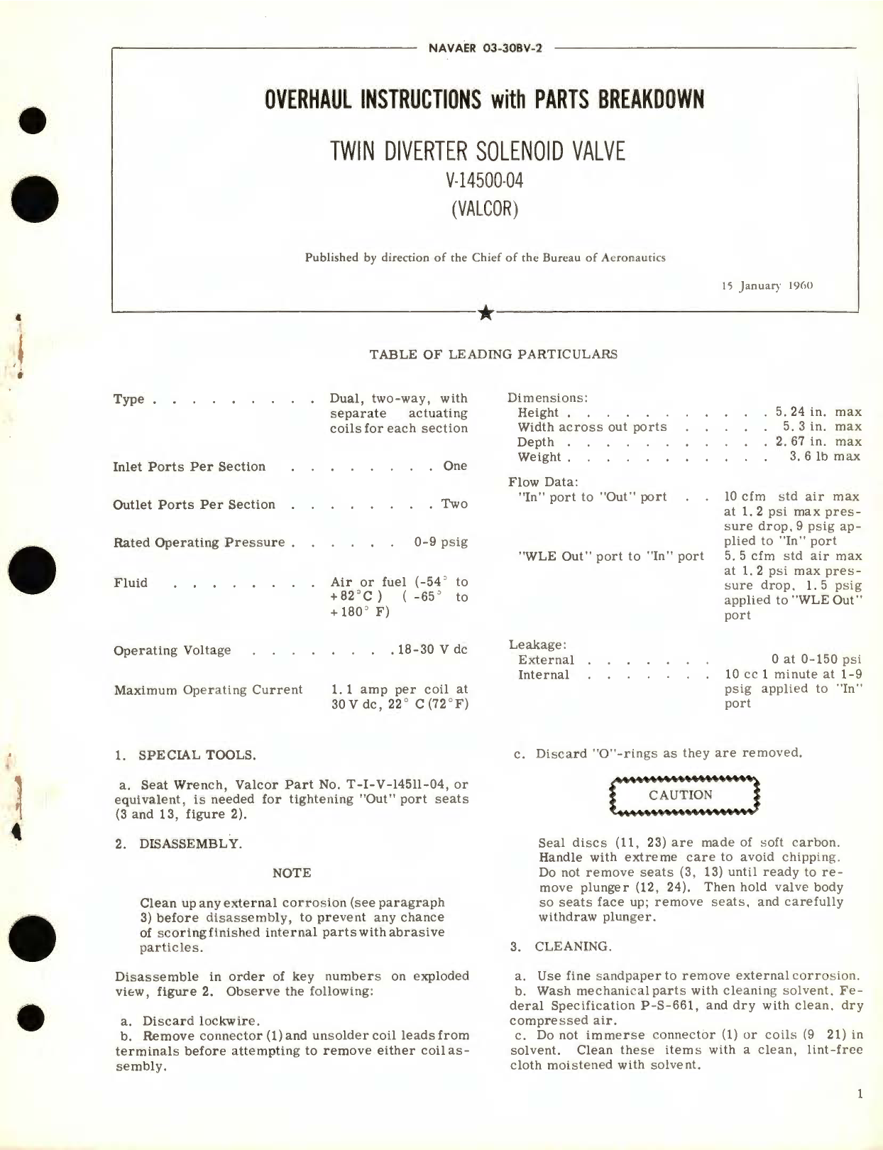 Sample page 1 from AirCorps Library document: Overhaul Instructions with Parts Breakdown  for Twin Diverter Solenoid Valve Part No. V-14500-04