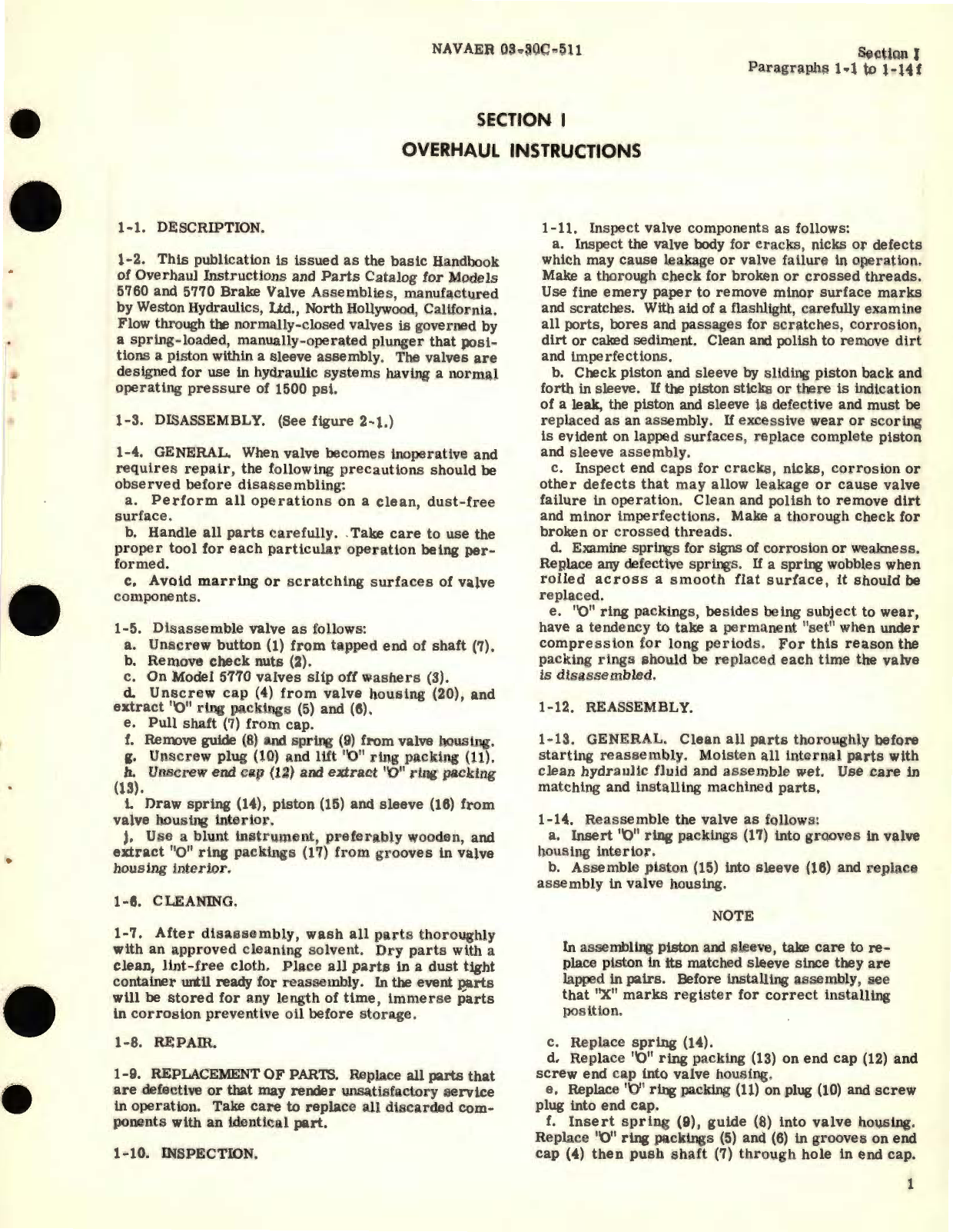 Sample page 3 from AirCorps Library document: Overhaul Instructions with Parts Catalog for Brake Valve Assemblies Models 5760 and 5770 