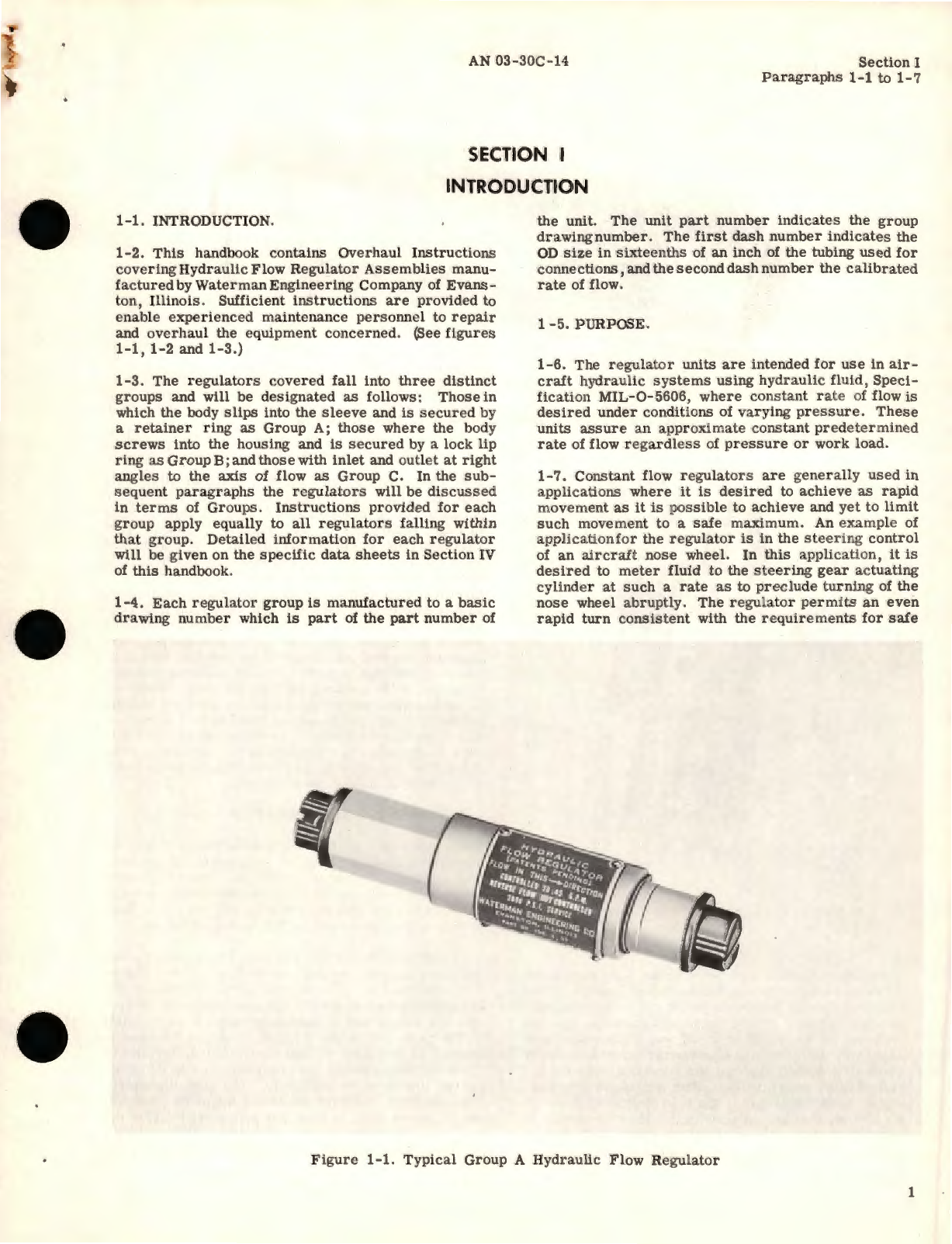 Sample page 5 from AirCorps Library document:  Overhaul Instructions for Hydraulic Flow Regulator 196, 1962, 199, 326 Series 