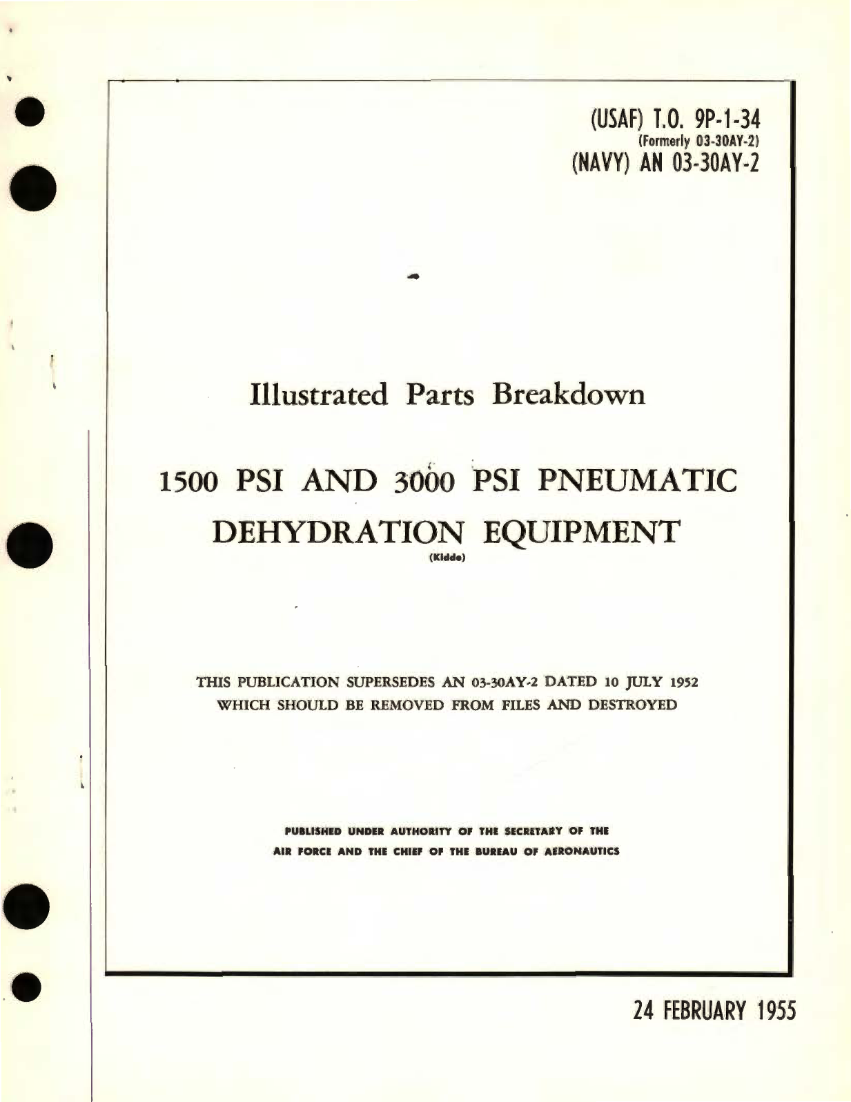 Sample page 1 from AirCorps Library document:  Illustrated Parts Breakdown for 1500 PSI and 3000 PSI Pneumatic Dehydration Equipment 