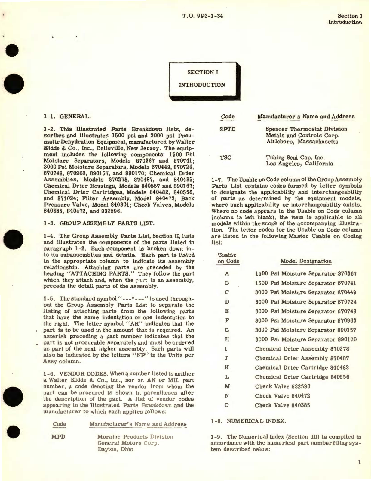 Sample page 5 from AirCorps Library document:  Illustrated Parts Breakdown for 1500 PSI and 3000 PSI Pneumatic Dehydration Equipment 