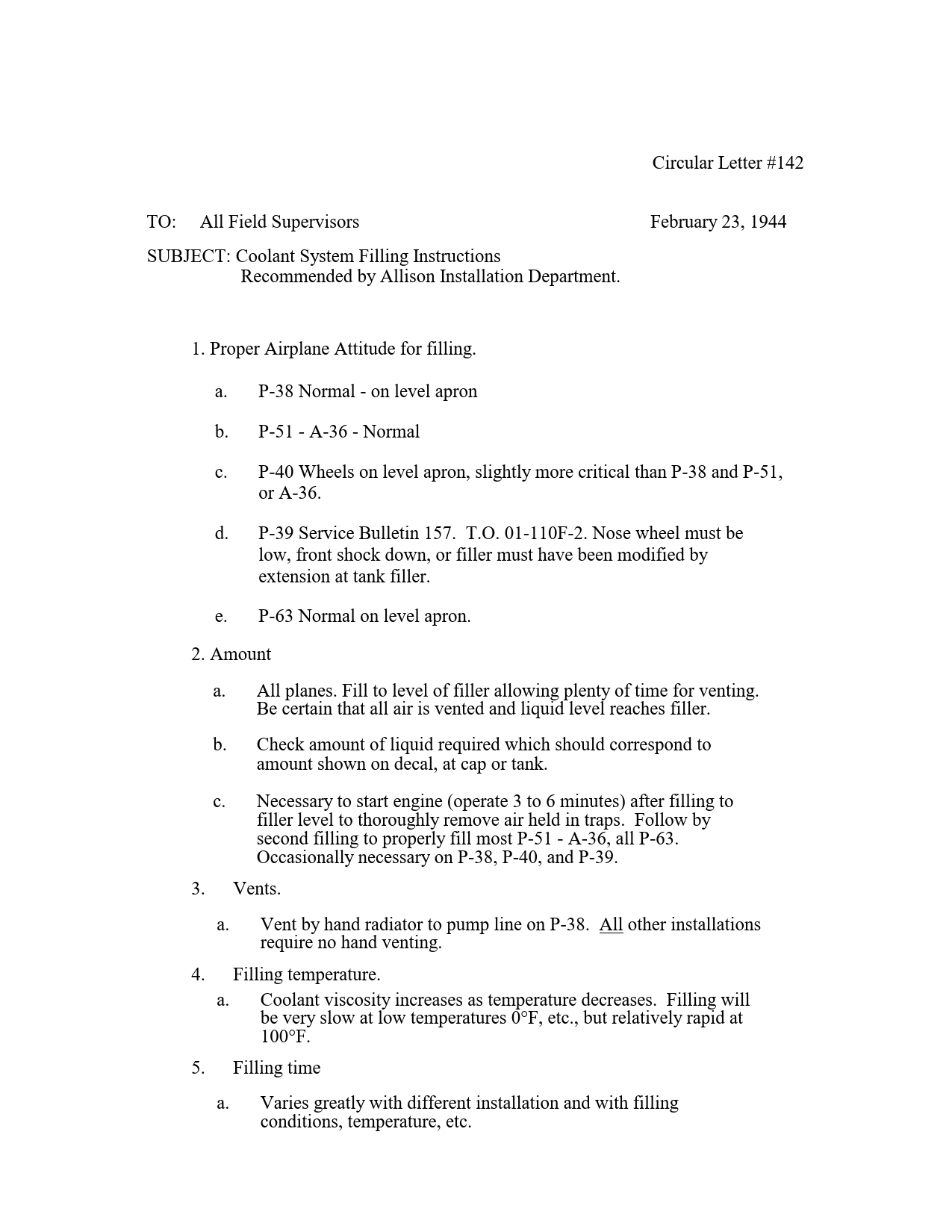 Sample page 1 from AirCorps Library document: Coolant System Filling Instructions as Recommended by Allison