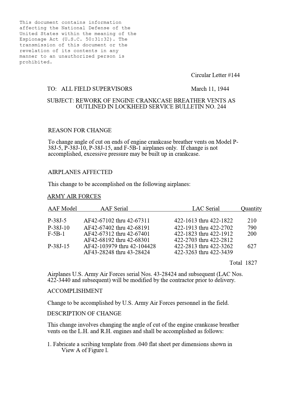 Sample page 1 from AirCorps Library document: Rework of Engine Crankcase Breather Vents