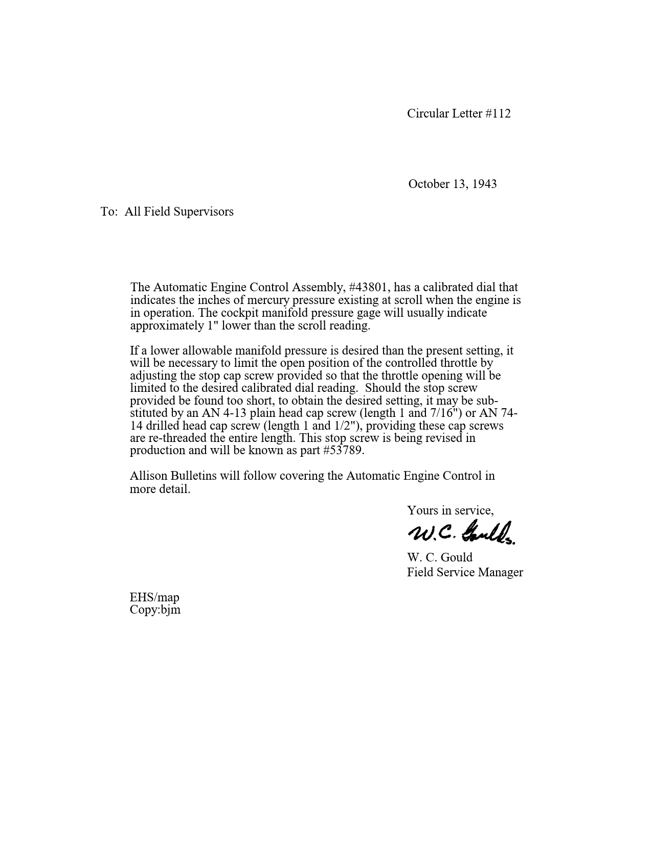 Sample page 1 from AirCorps Library document: Adjusting Automatic Engine Control Assembly - 43801