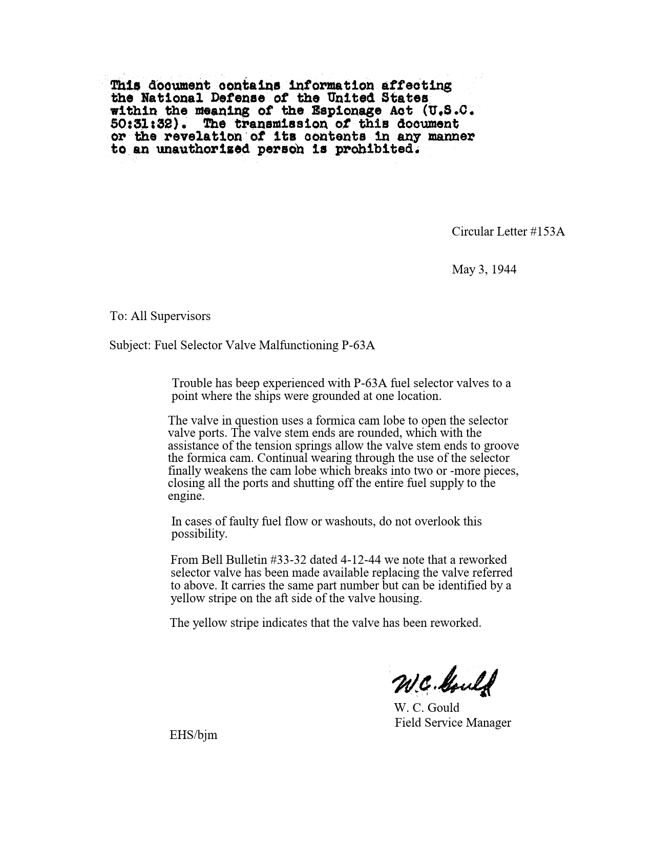 Sample page 1 from AirCorps Library document: Fuel Selector Valve Malfunctioning P-63A