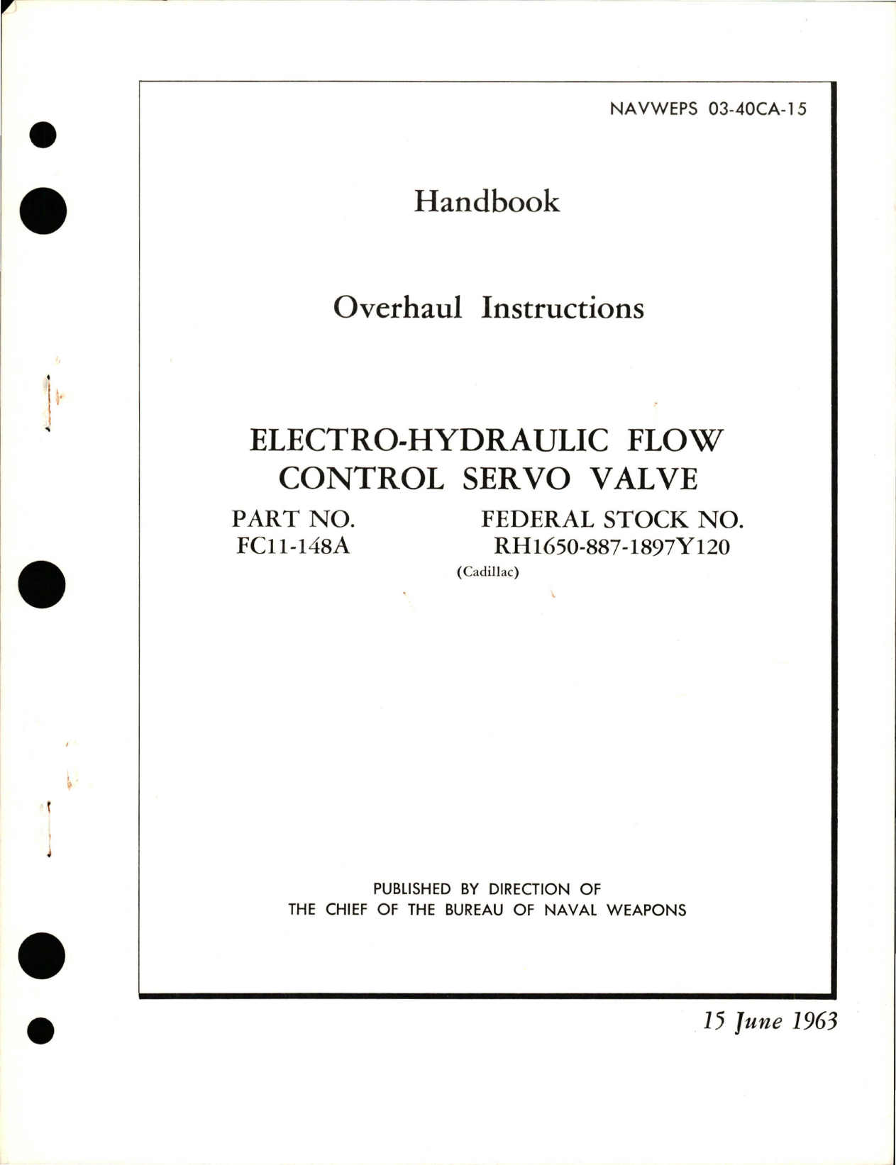 Sample page 1 from AirCorps Library document: Overhaul Instructions for Electro-Hydraulic Flow Control Servo Valve - Part FC11-148A 