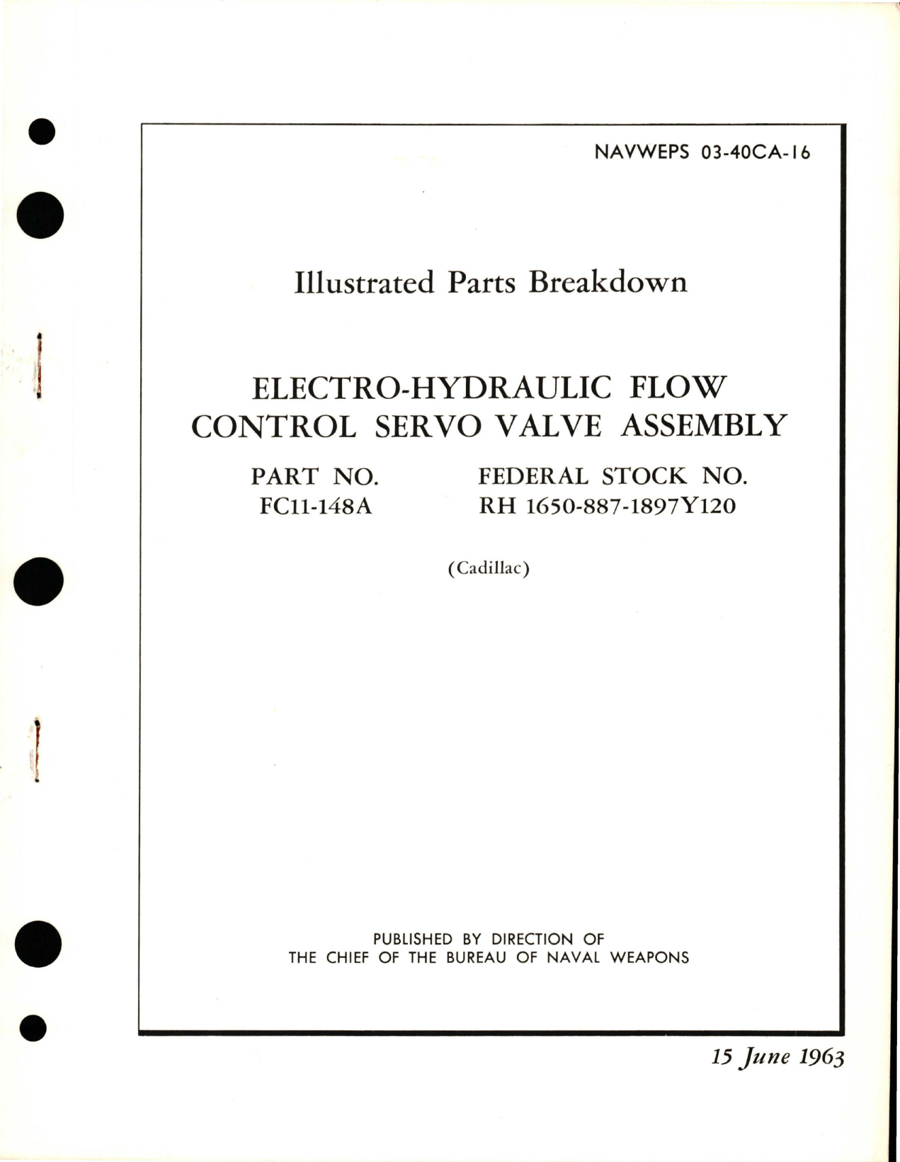 Sample page 1 from AirCorps Library document: Illustrated Parts Breakdown for Electro-Hydraulic Flow Control Servo Valve Assembly - Part FC11-148A 