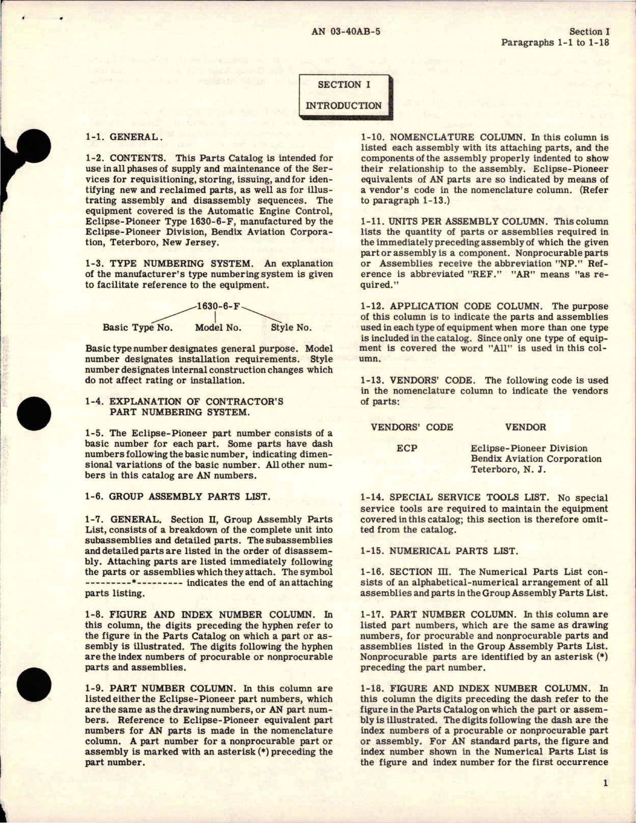 Sample page 5 from AirCorps Library document: Parts Catalog for Automatic Engine Controls (Manifold Pressure Regulators) Model 1630-6-F 