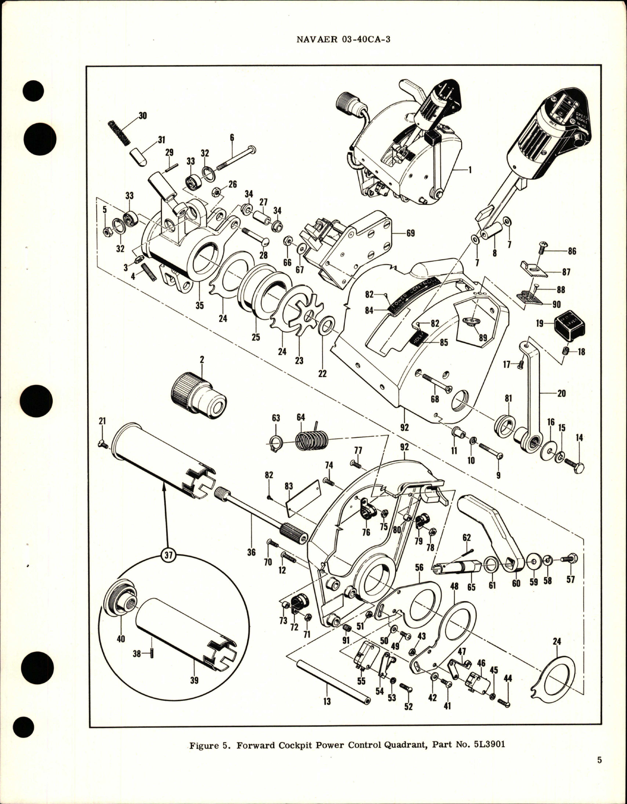 Sample page 5 from AirCorps Library document: Overhaul Instructions with Parts Breakdown for Cockpit Power Control Quadrant - Parts 5L3901 and 5L3902
