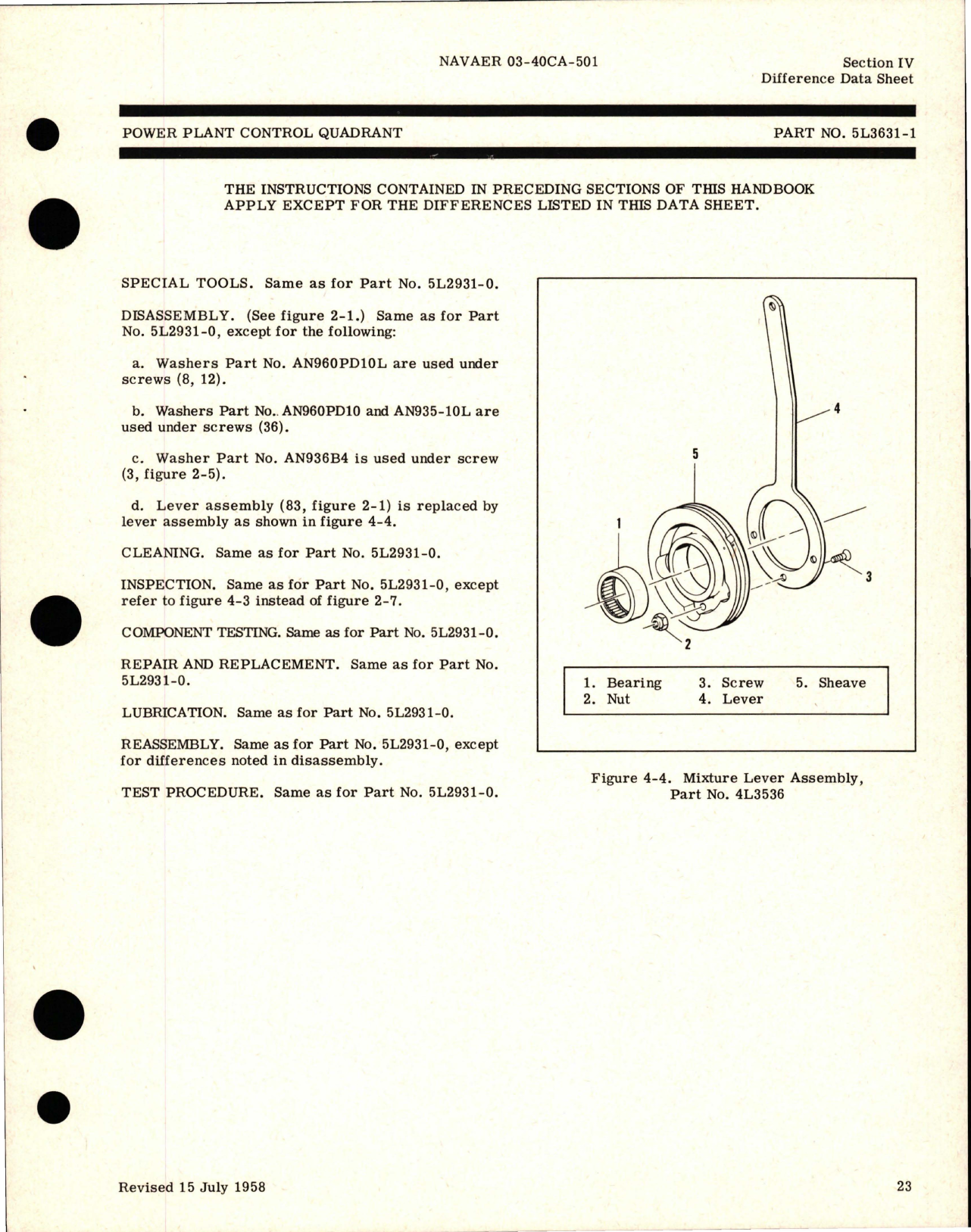 Sample page 7 from AirCorps Library document: Overhaul Instructions for Power Plant Control Quadrant - Parts 5L2931-0, 5L2931-1, 5L2931-2, 5L2931-3, 5L3631-0, 5L3631-1, 5L3631-2, and 5L3631-3